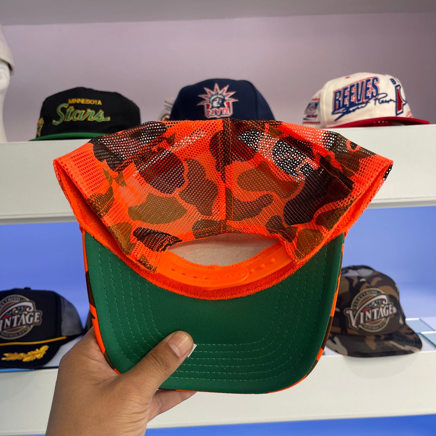Everything Vintage Orange Camouflage Trucker Snap Back