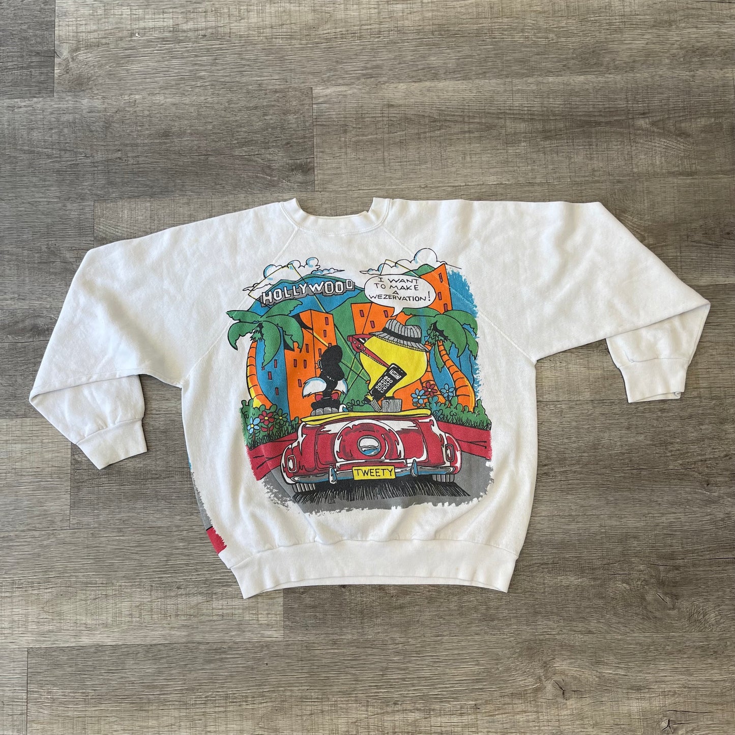 Vintage Hollywood Tweety Bird Looney Tunes Tultex Sweatshirt Size Large