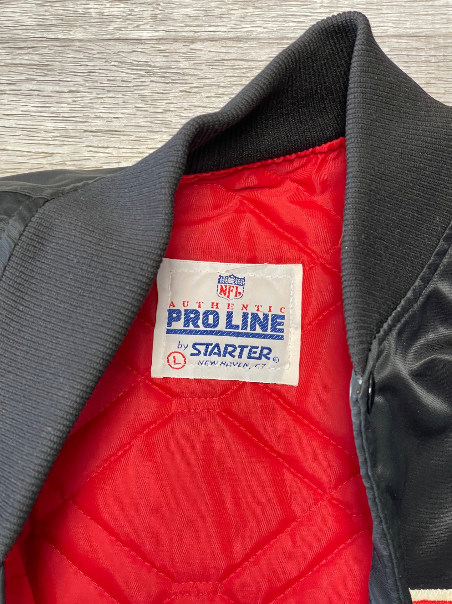 Vintage NFL Buffalo Bills Black Starter Satin Jacket Size Large