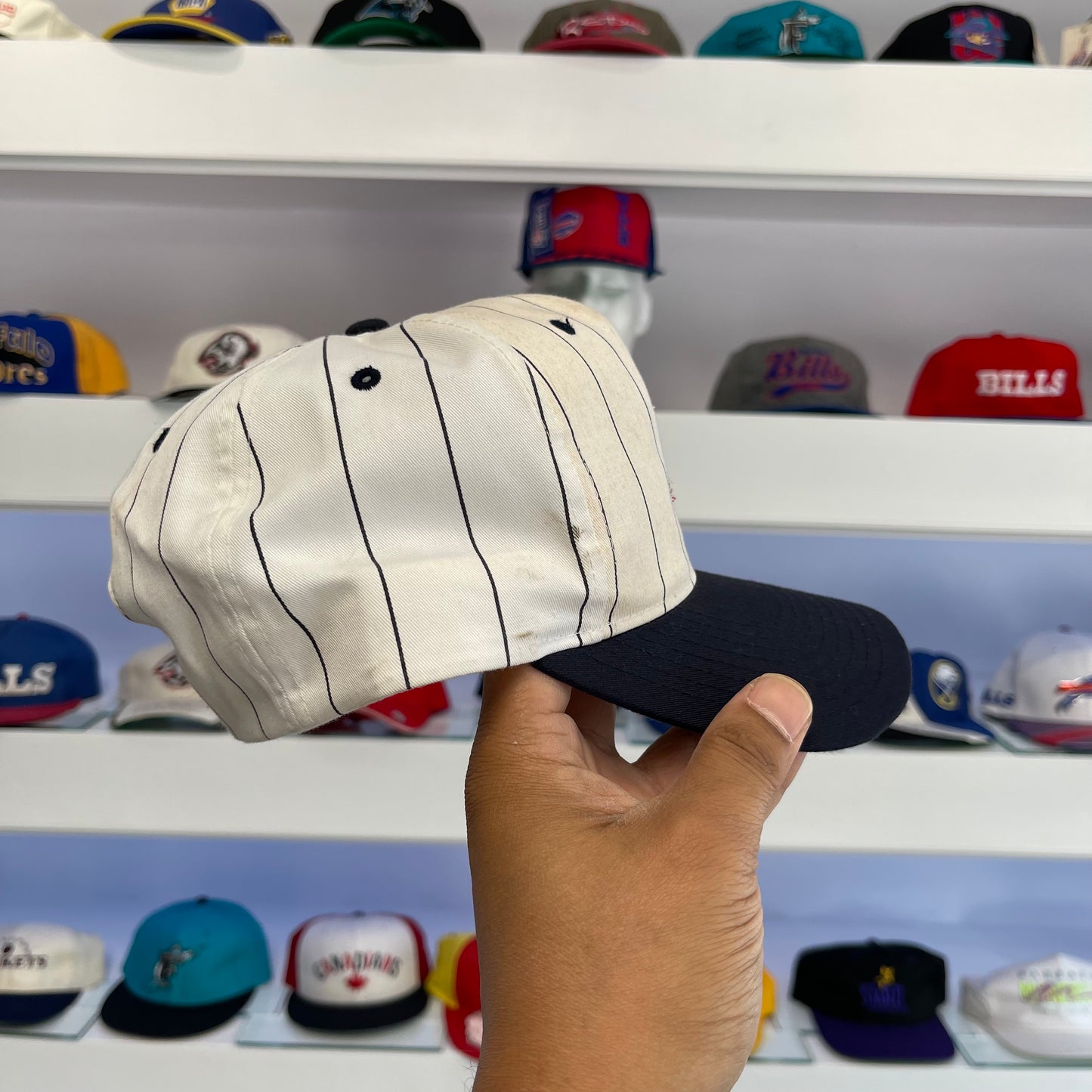 Vintage 1990s Cleveland Indians Pin Stripe Twill Snap Back