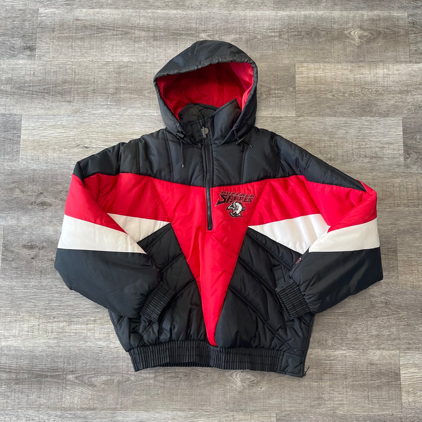 Vintage 1990s Buffalo Sabres Goat Head Pro Player Jacket Size Large