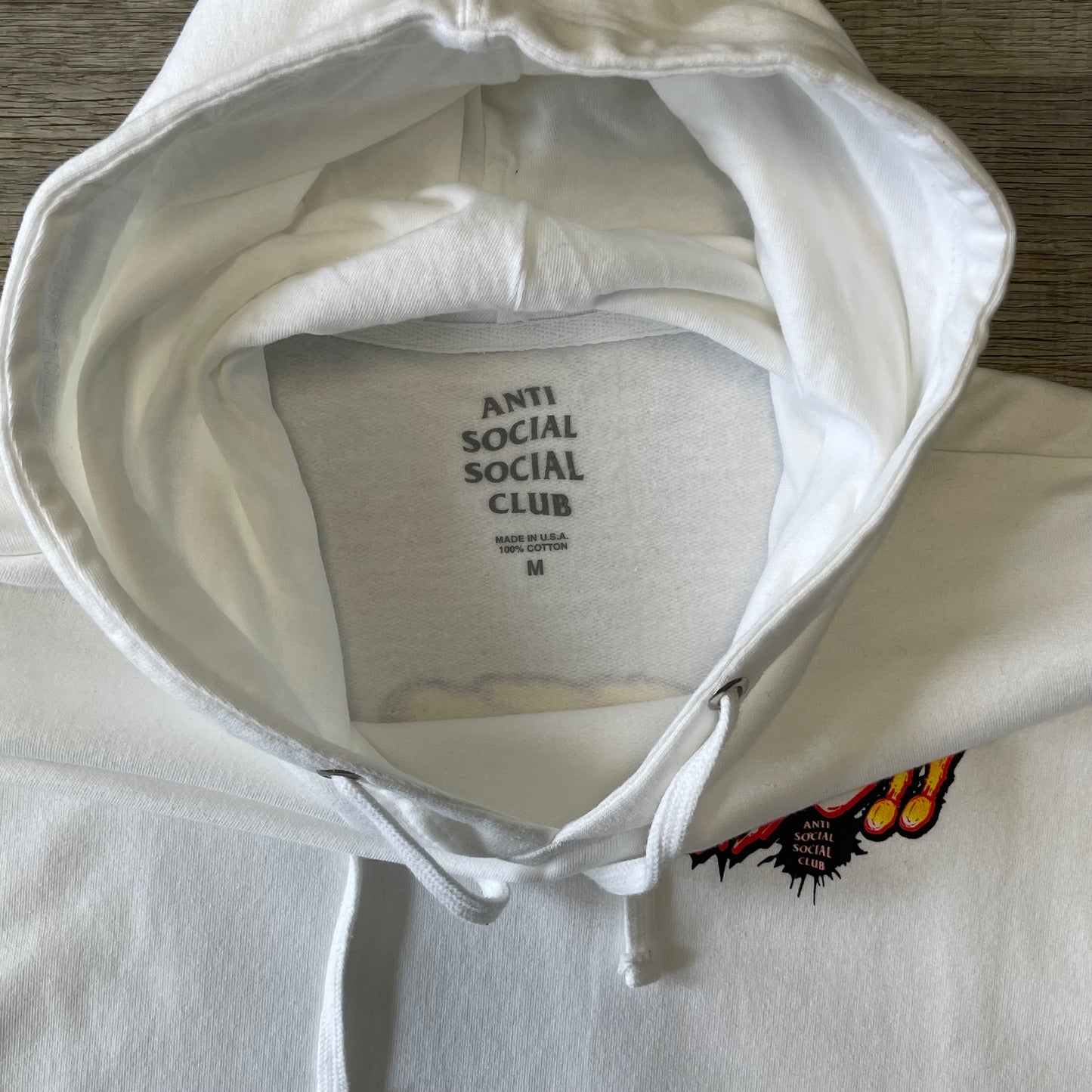 Anti Social Club ASSC White Zip Up Hoodie Size Medium