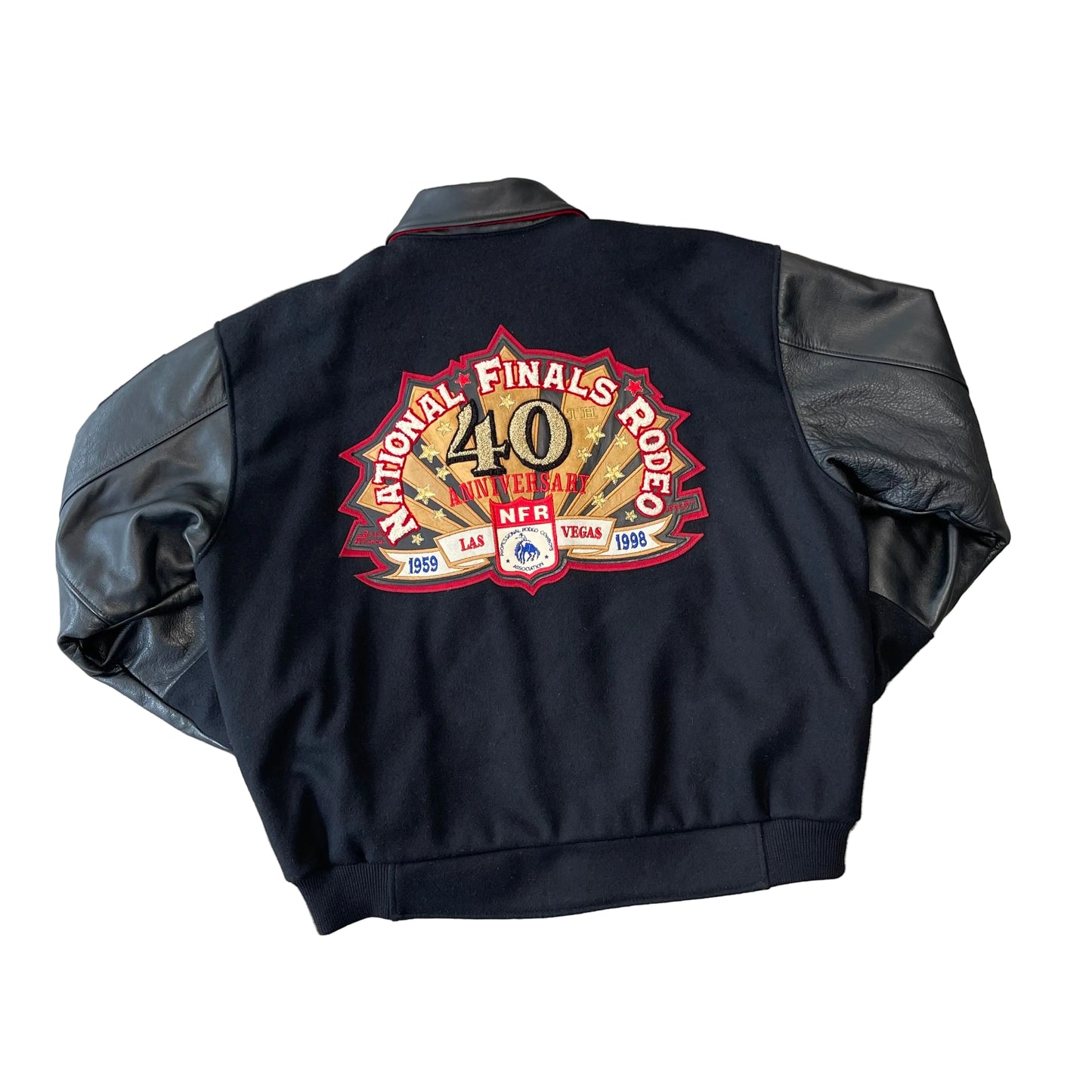 Vintage 1998 NFR 40th Anniversary Contestant Jacket Wool Leather Rodeo America Size XL