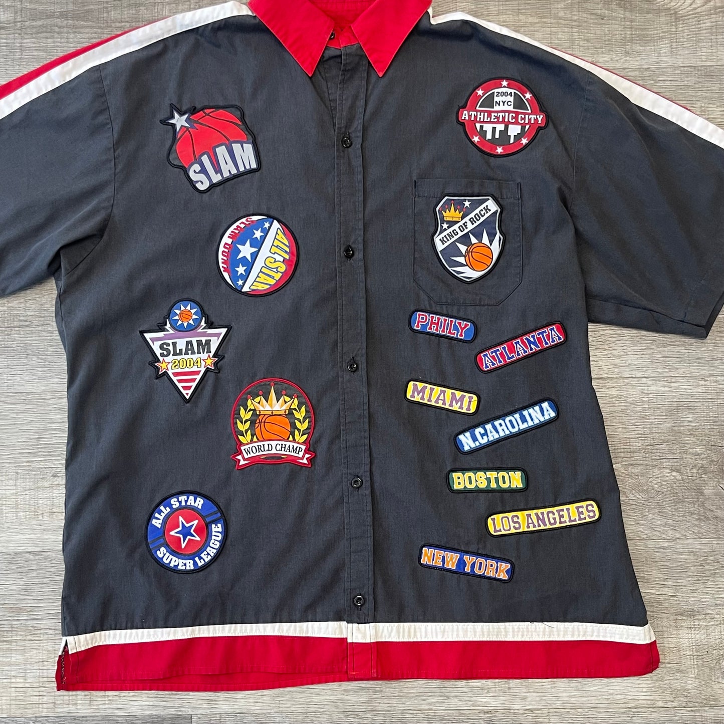 Vintage 2000s NBA Y2K Cross Zone All Star Slam Button Up Shirt Size XL