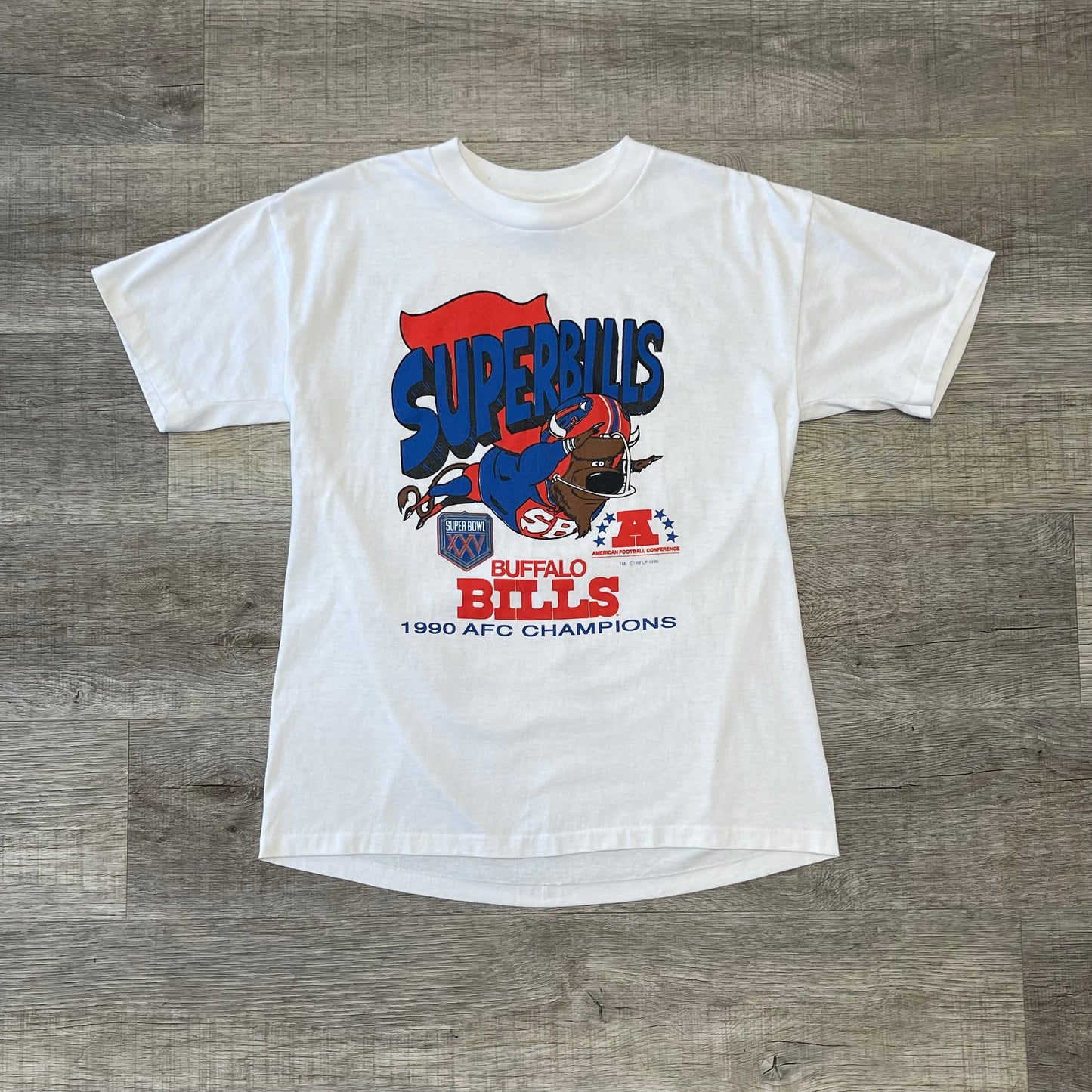 Vintage 1990 Buffalo Bills AFC Champions Shirt Size Large 18.5x26