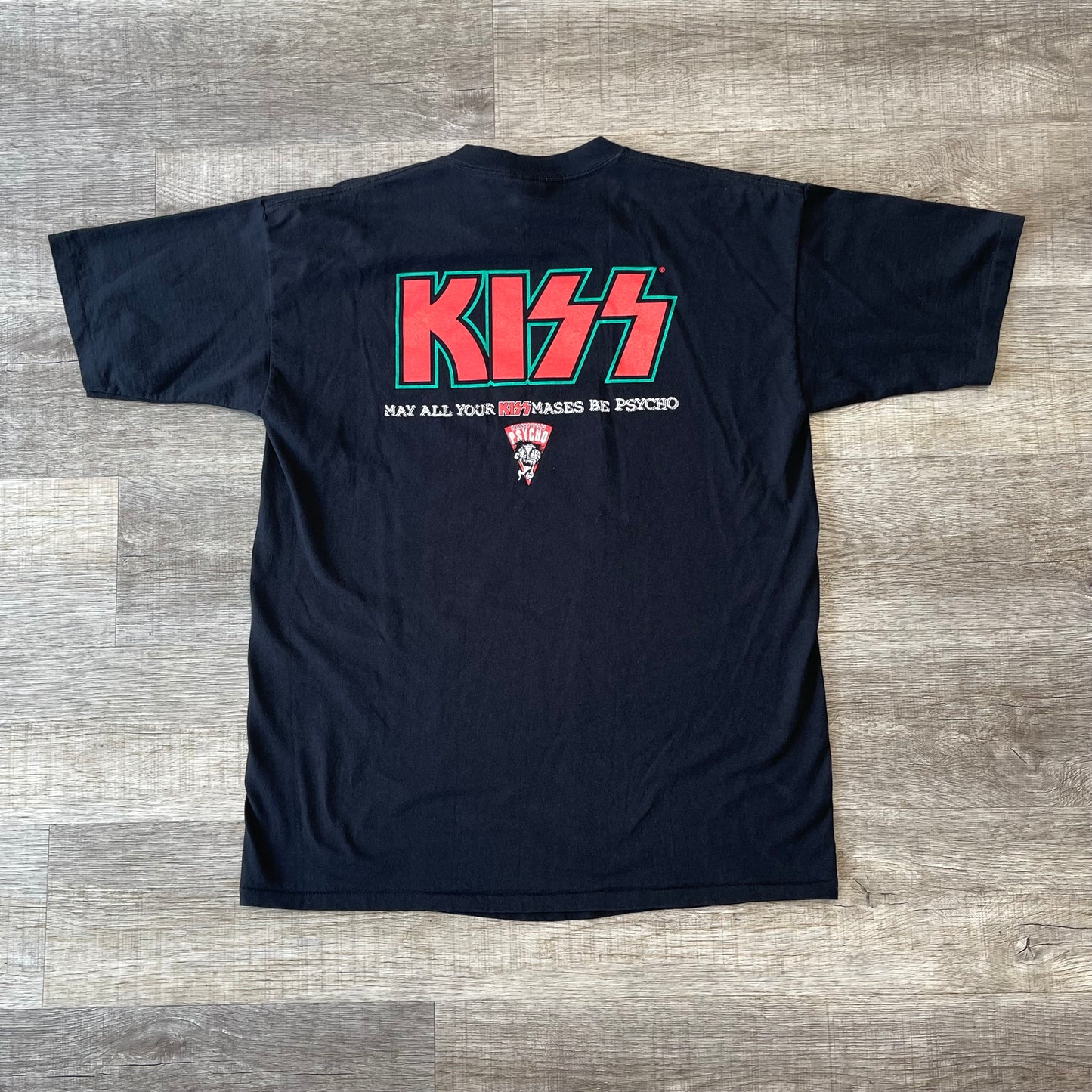 KISS MAY ALL YOUR KISSMASES BE PSYCHO KISSMAS CHRISTMAS T-SHIRT XL EVIL SANTA