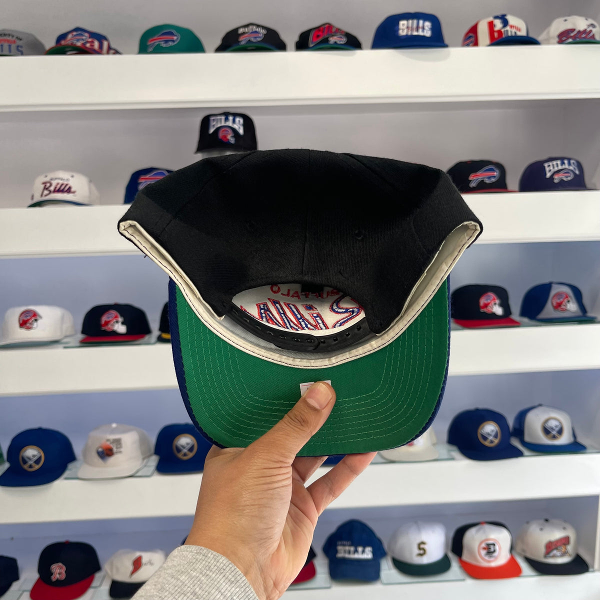 Vintage 1990s Buffalo Bills Sports Specialties Script Black Dome Snap Back