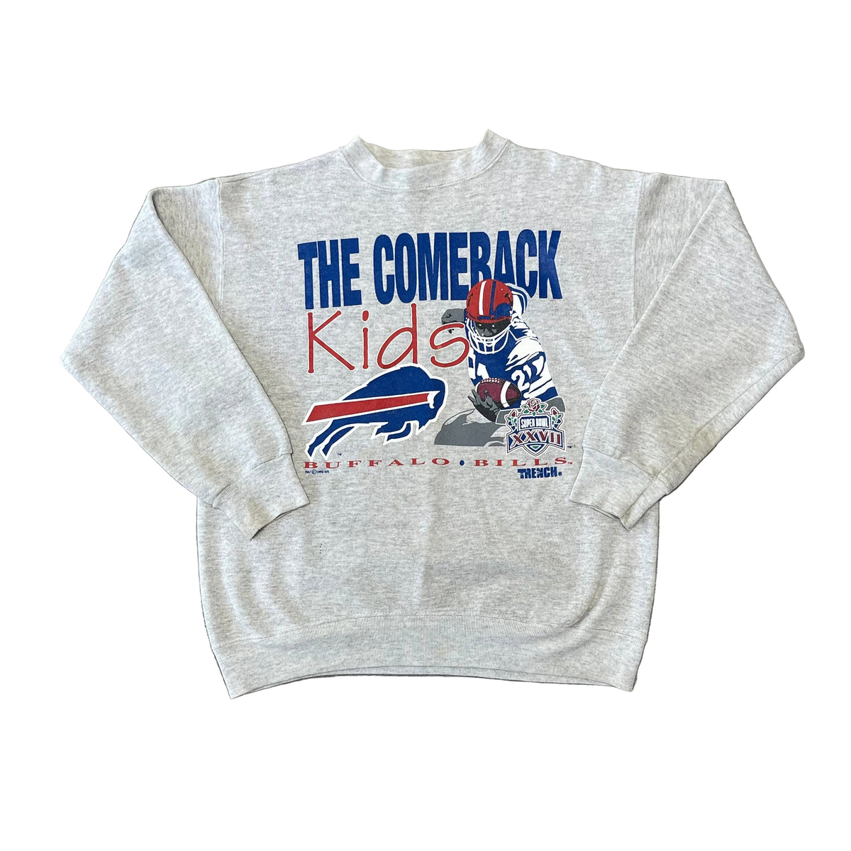 Vintage 1990s Buffalo Bills The Comeback Kids Trench Sweatshirt Size Large