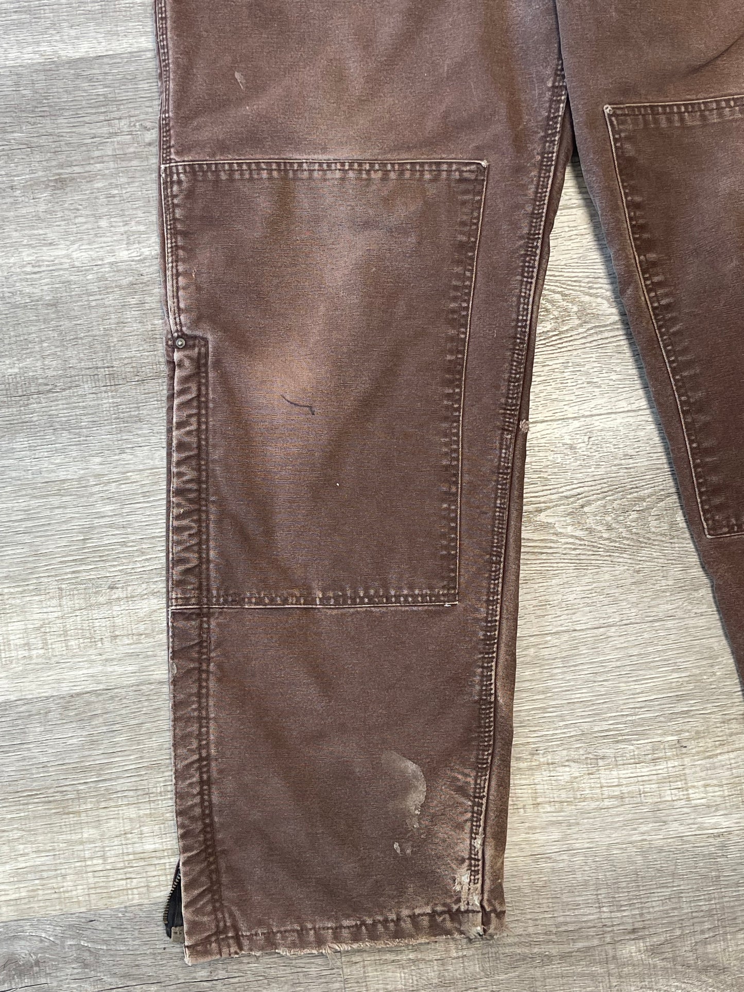 Vintage Carhartt Mocha Double Knee Denim Overalls Size 44x34