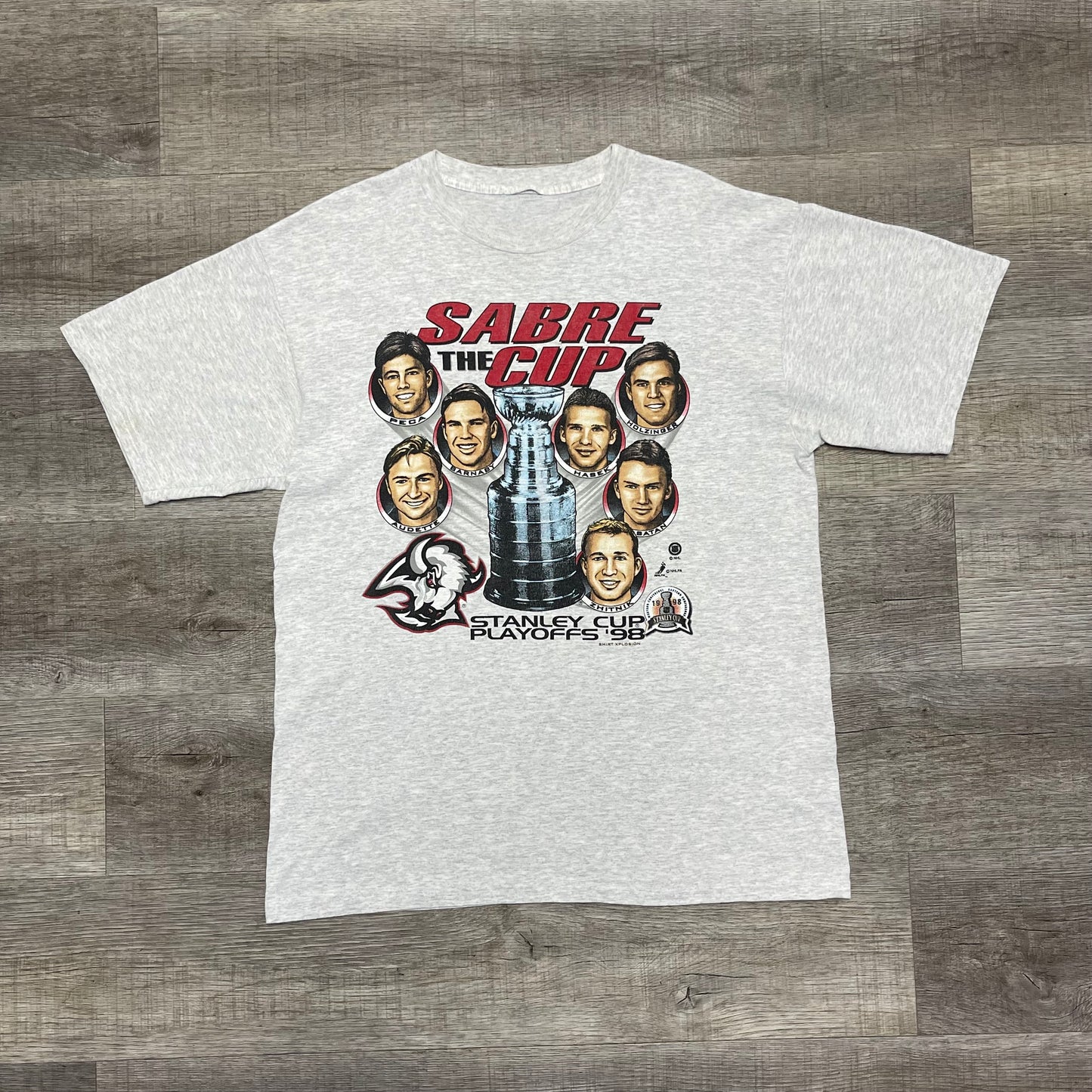 1998 Vintage Buffalo Sabres Tultex Shirt XPlosion NHL Sabre The Cup T-Shirt XL