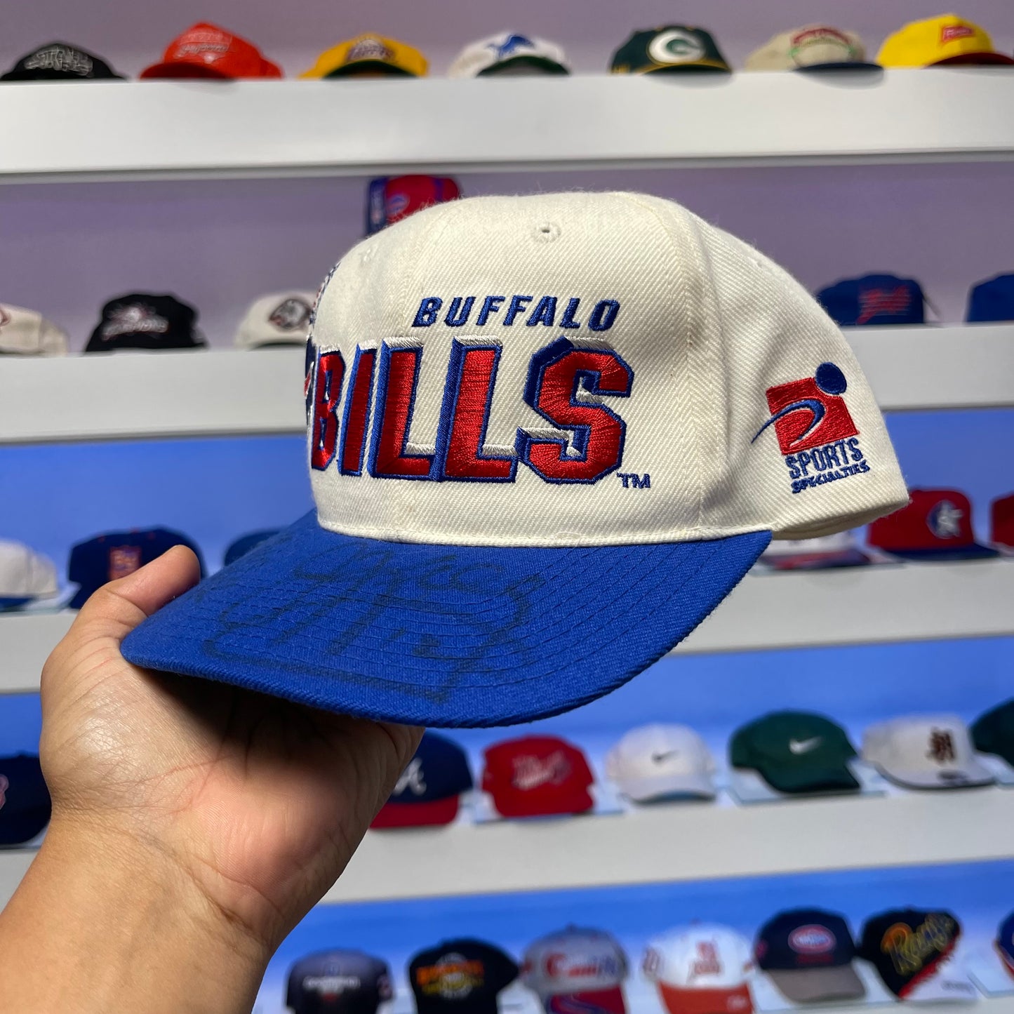 Vintage 1990s Buffalo Bills Sports Specialties Jim Kelly Signed Snap Back