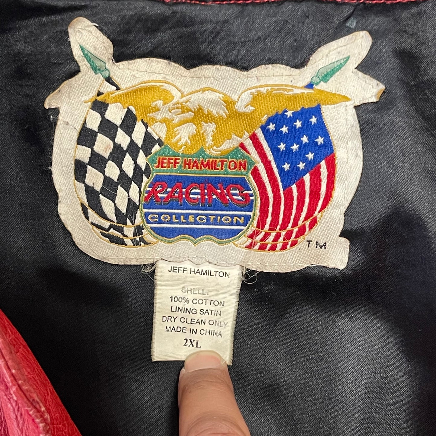 Vintage 1990s Budweiser Jeff Hamilton Leather NASCAR Jacket Size XXL