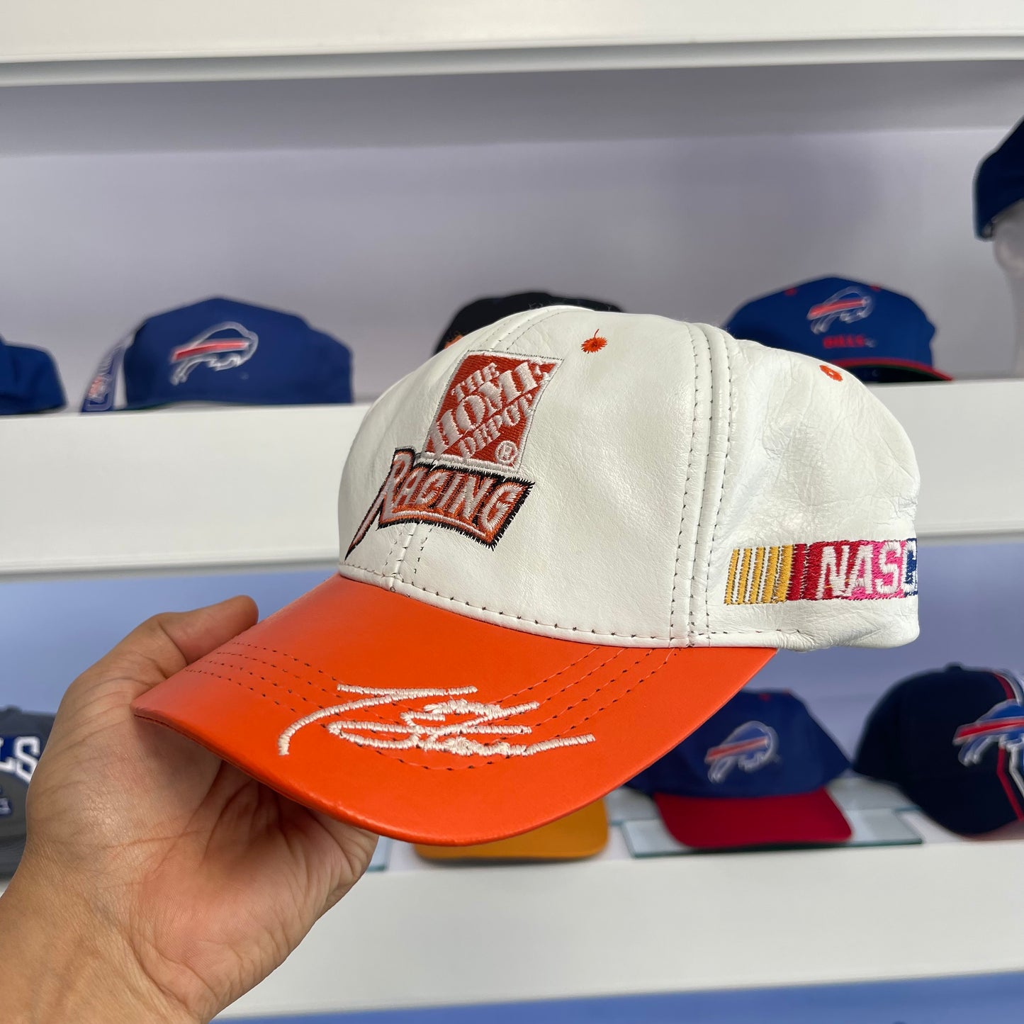 Vintage Tony Stewart Home Depot NASCAR Leather Strap Back