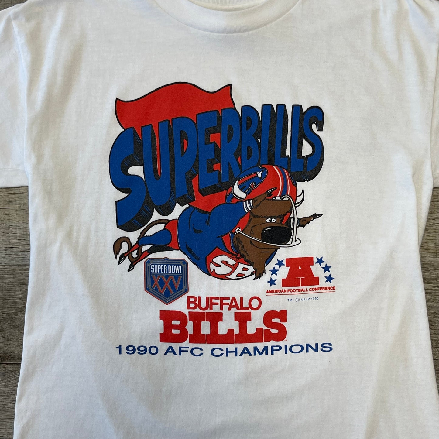 Vintage 1990 Buffalo Bills AFC Champions Shirt Size Large 18.5x26