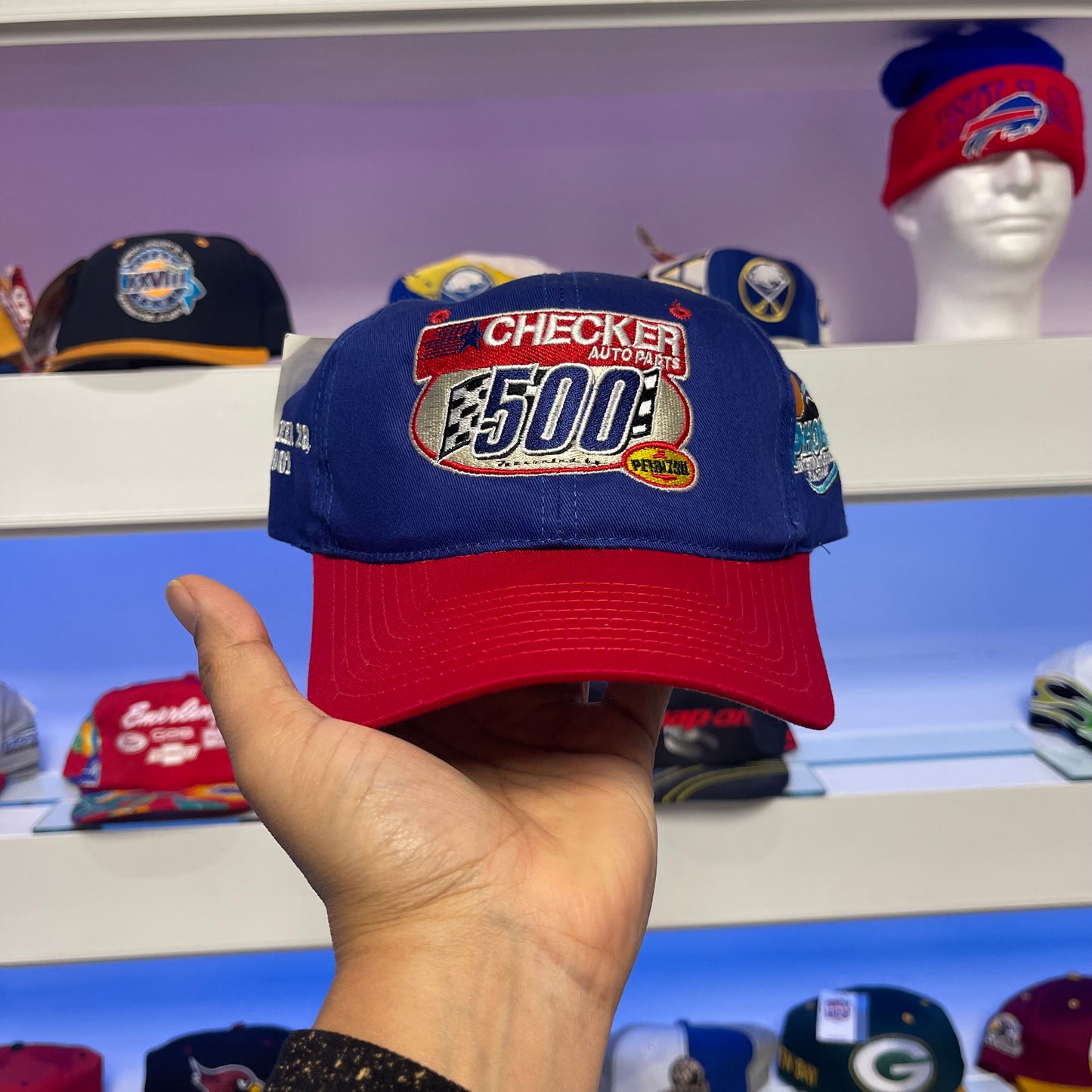 Vintage NASCAR Checker Auto Parts 500 Snap Back