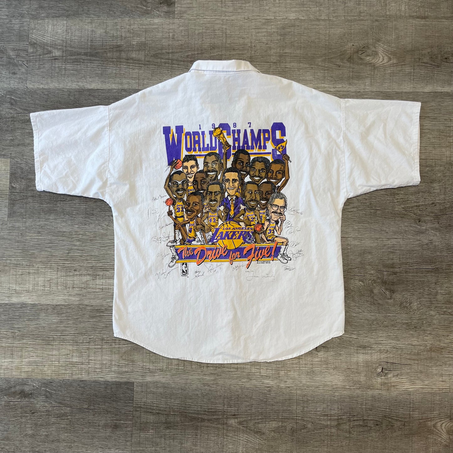 Vintage 1987 Los Angeles Lakers NBA World Champs Button Down Shirt
