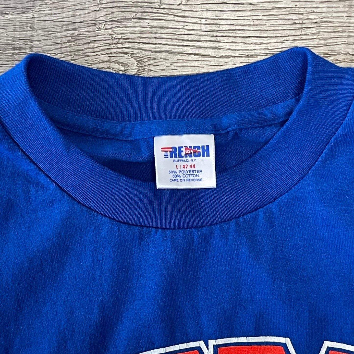 Vintage 1990s NFL Buffalo Bills Red Helmet Trench Shirt Size Large