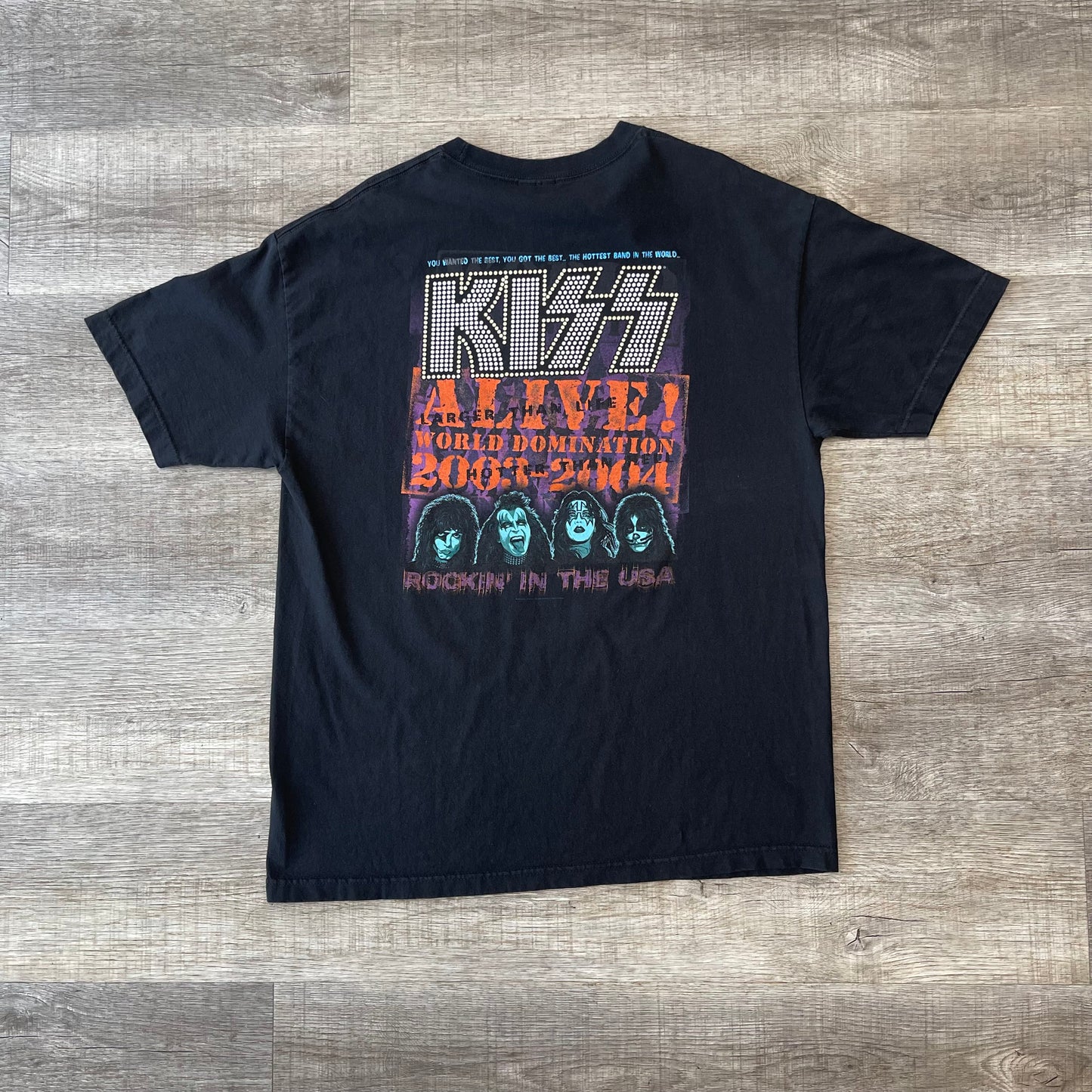 Vintage Y2K KISS Band World Domination 2003 2004 Tour T Shirt Mens XL