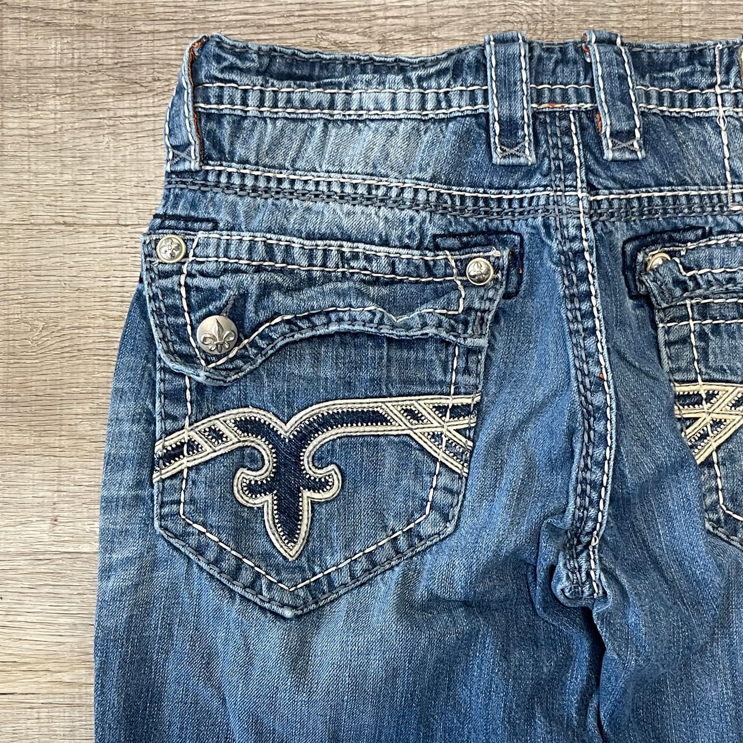 Vintage Y2K Rock Revival Denim Blue Jeans Size 34x42