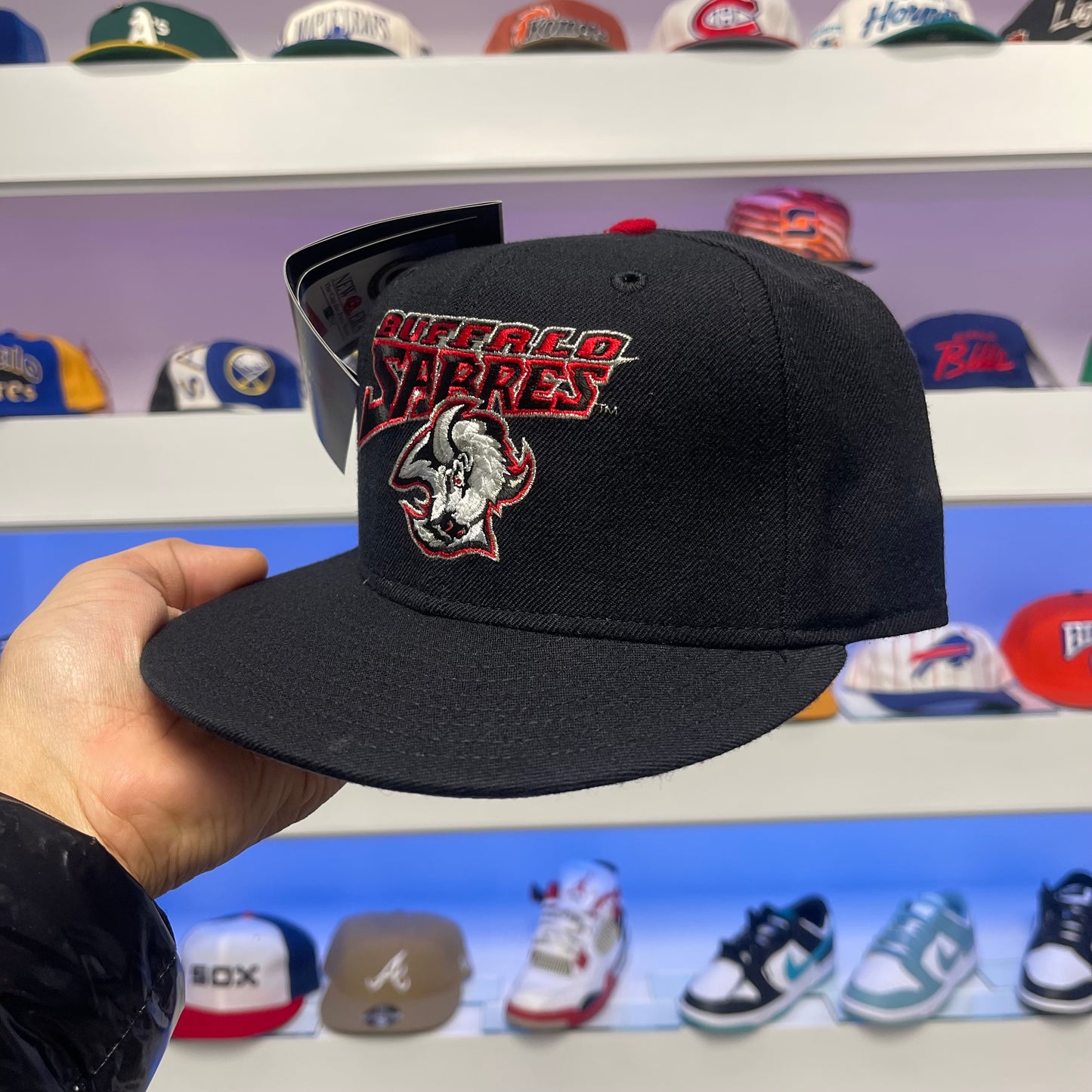 Vintage Buffalo Sabres Goat Head New Era Wool Fitted Size 7 1/2