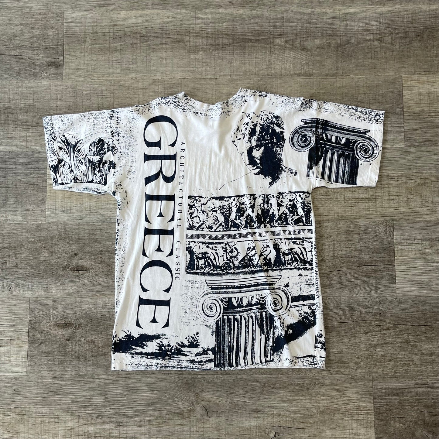 Vintage 1980s Greece Athens Italy All Over Print Size Medium T Shirt