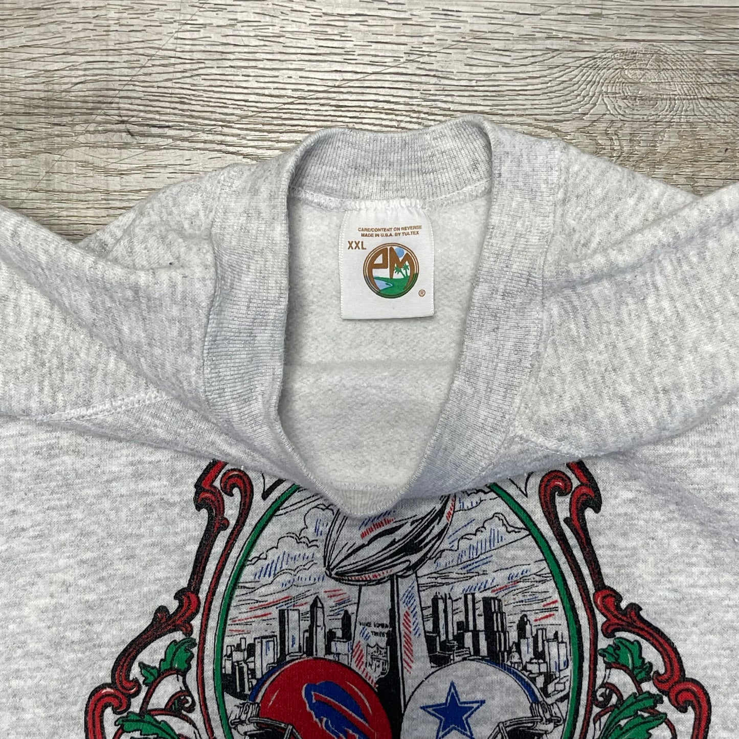 1994 Buffalo Bills Vs Dallas Cowboys Super Bowl XXVIII Grey Reverse Sweatshirt Size 2X