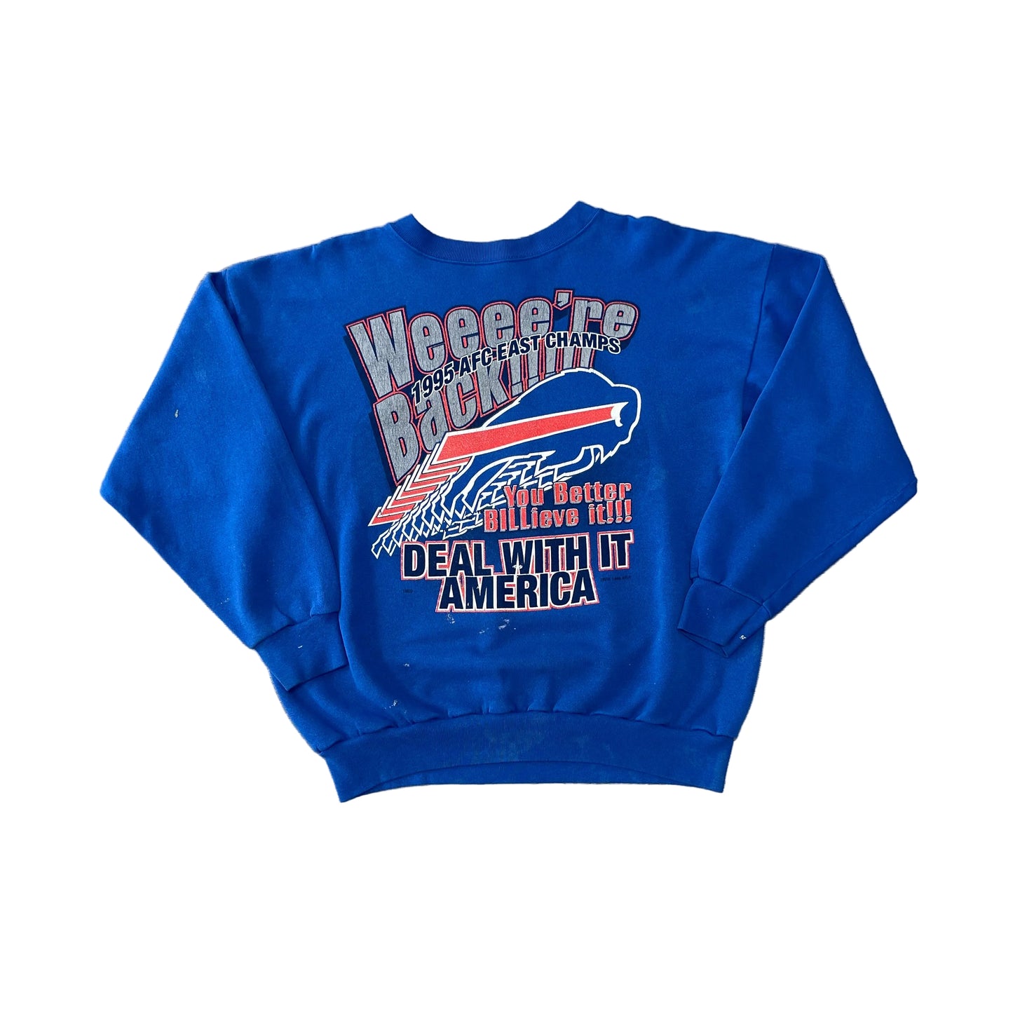 VINTAGE 1995 Buffalo Bills "We're Back!" AFC East Champs Crewneck Sweatshirt Size XL