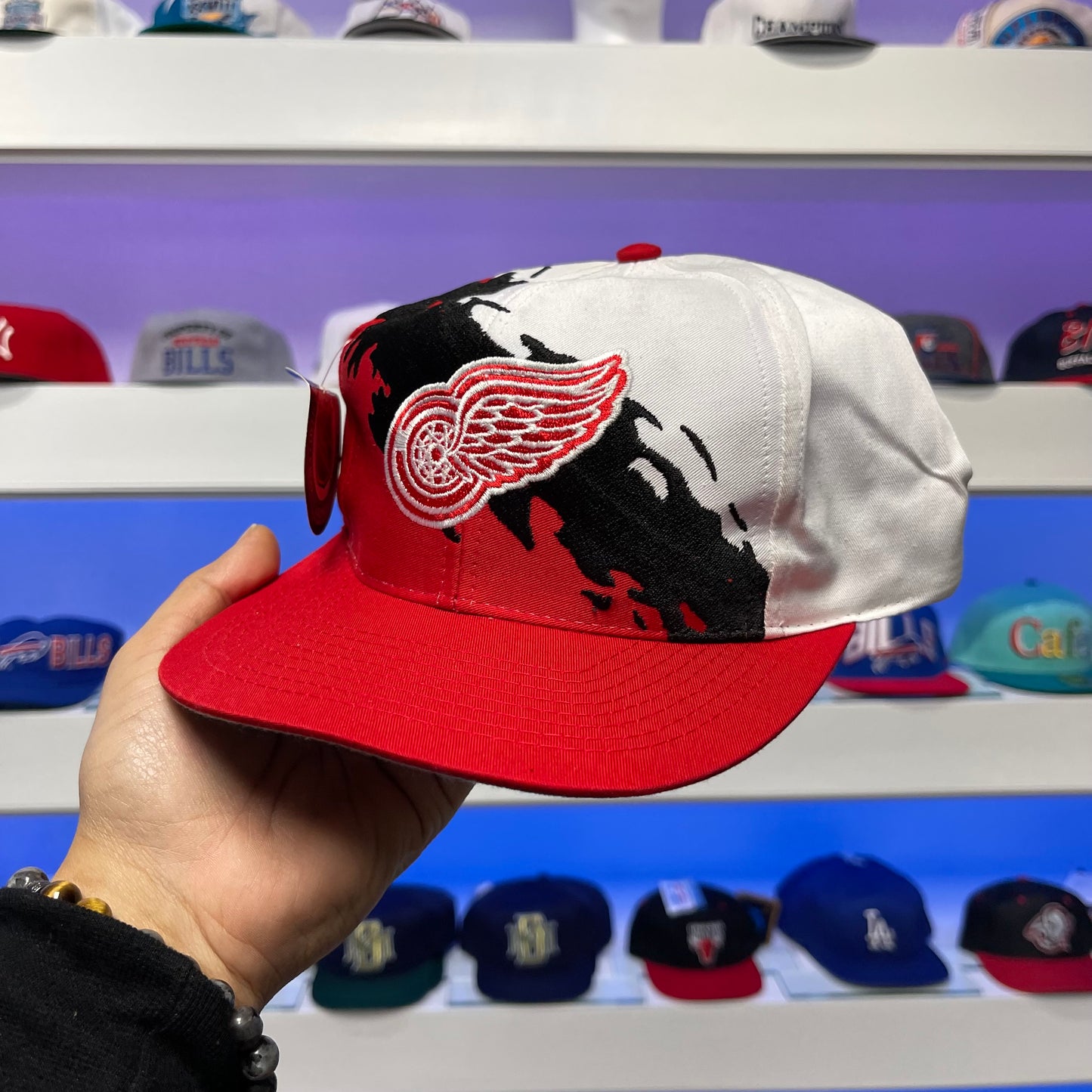 Vintage NHL 1990s Detroit Red Wings Logo 7 Splash Logo Twill