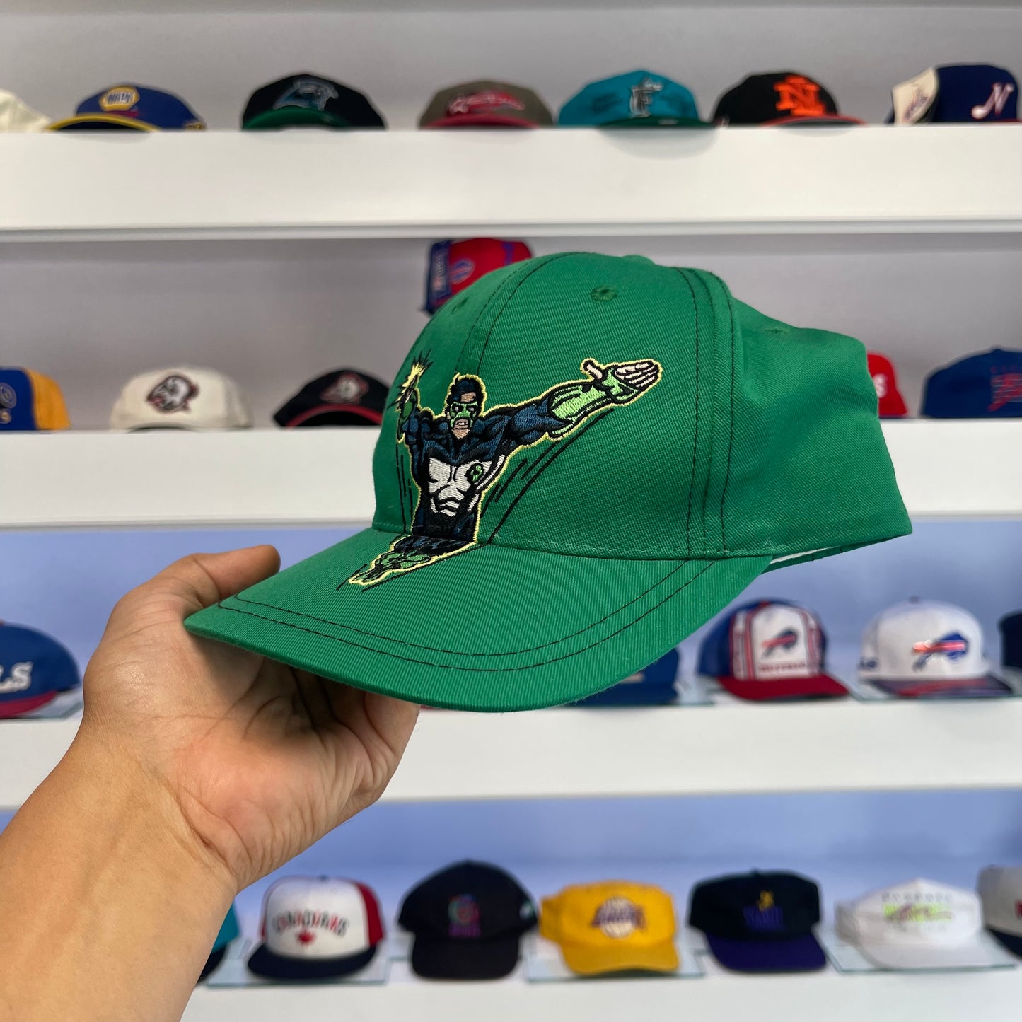 Vintage 1990s Green Lantern Six Flags Twill Snap Back