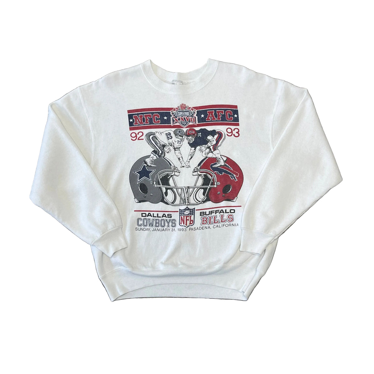 Vintage 1993 Buffalo Bills Vs Dallas Cowboys Super Bowl XXVII Sweatshirt Size Large