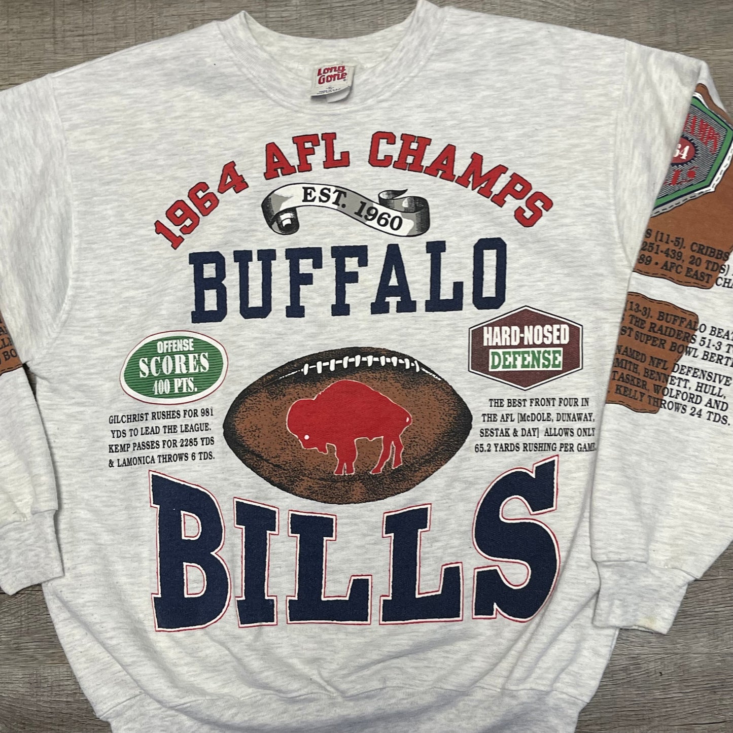 Vintage Buffalo Bills 1964 AFL Champs AOP Sweatshirt Size XL