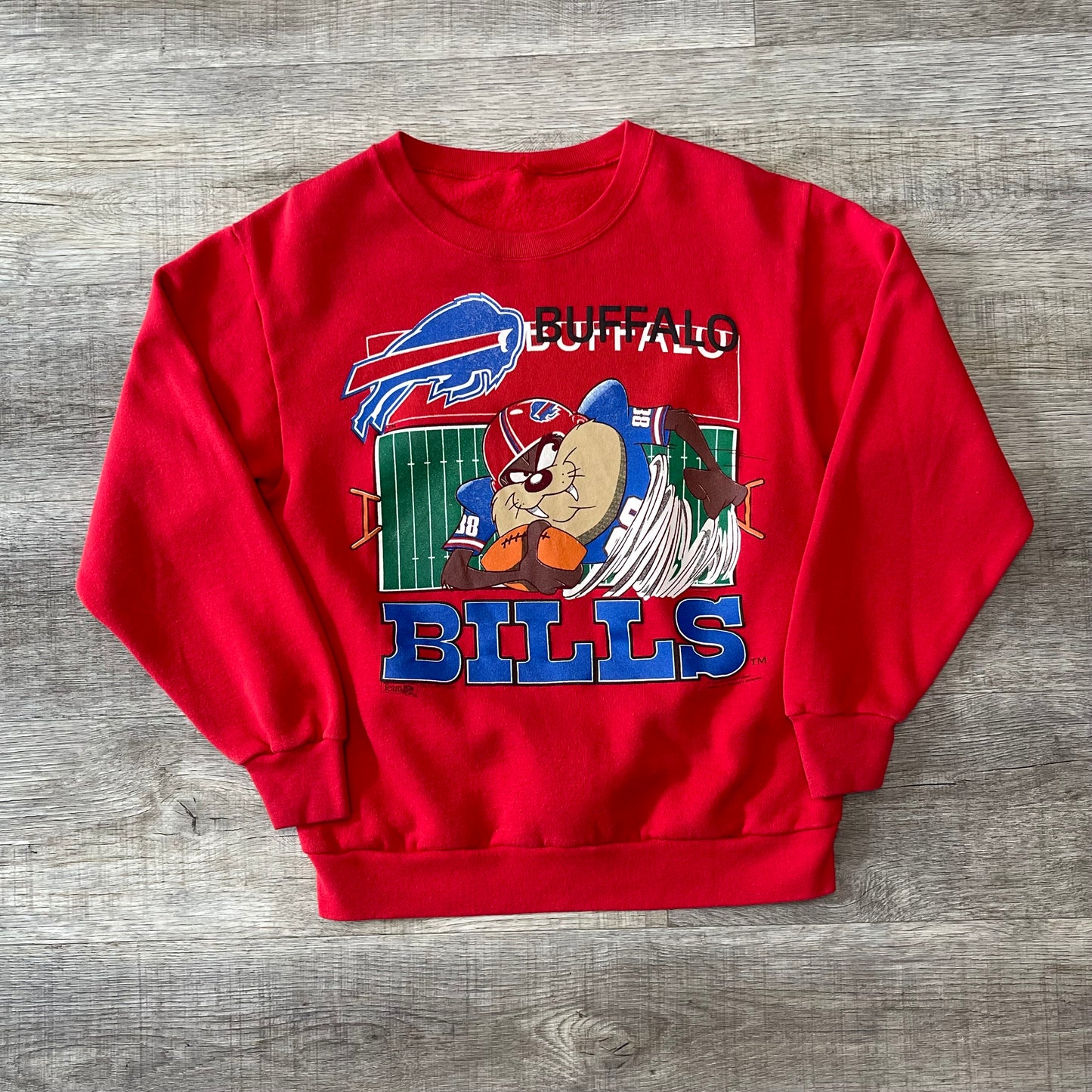 Vintage 1990s Buffalo Bills Tasmanian Devil Looney Tunes Sweatshirt Size Medium