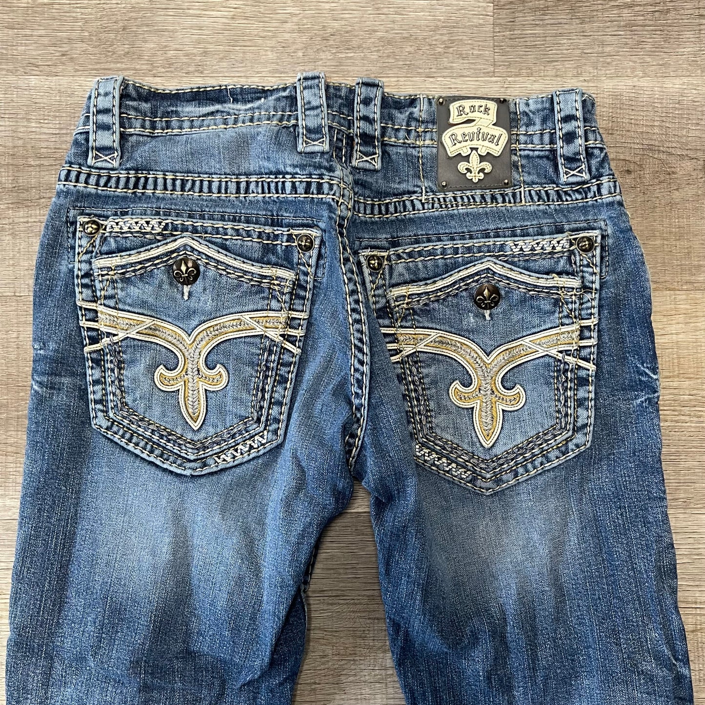 Vintage Y2K Rock Revival Denim Blue Jeans Size 34x40