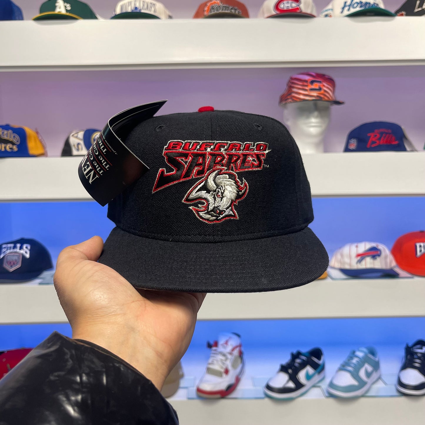 Vintage Buffalo Sabres Goat Head New Era Wool Fitted Size 7 1/2