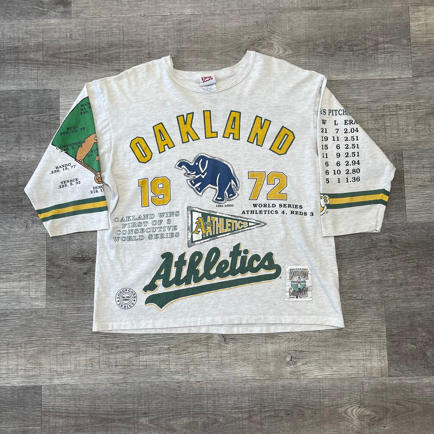 1991 Long Gone Oakland Athletics A’s Cooperstown Baseball 3/4 Sleeve Shirt