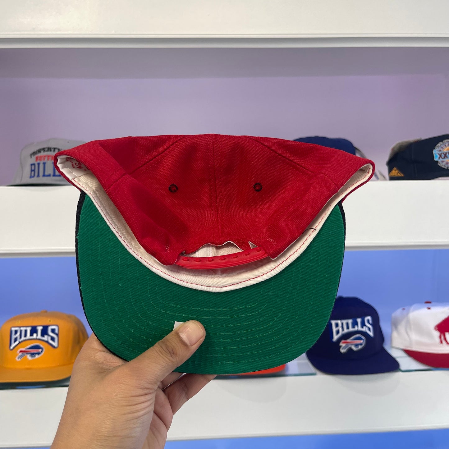 Vintage Buffalo Bills Red Dome Black Brim Snap Back