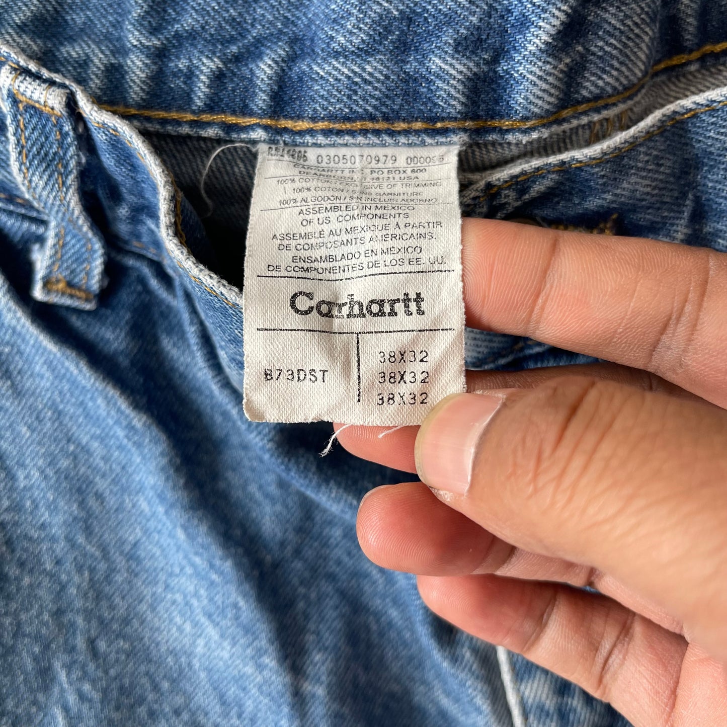 Vintage 90s Carhartt Double Knee Denim Jeans Size 38x32