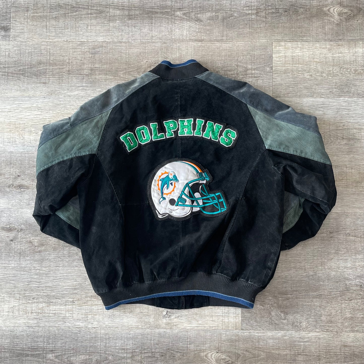 Vintage Miami Dolphins Varsity Leather Suede Jacket Size XL