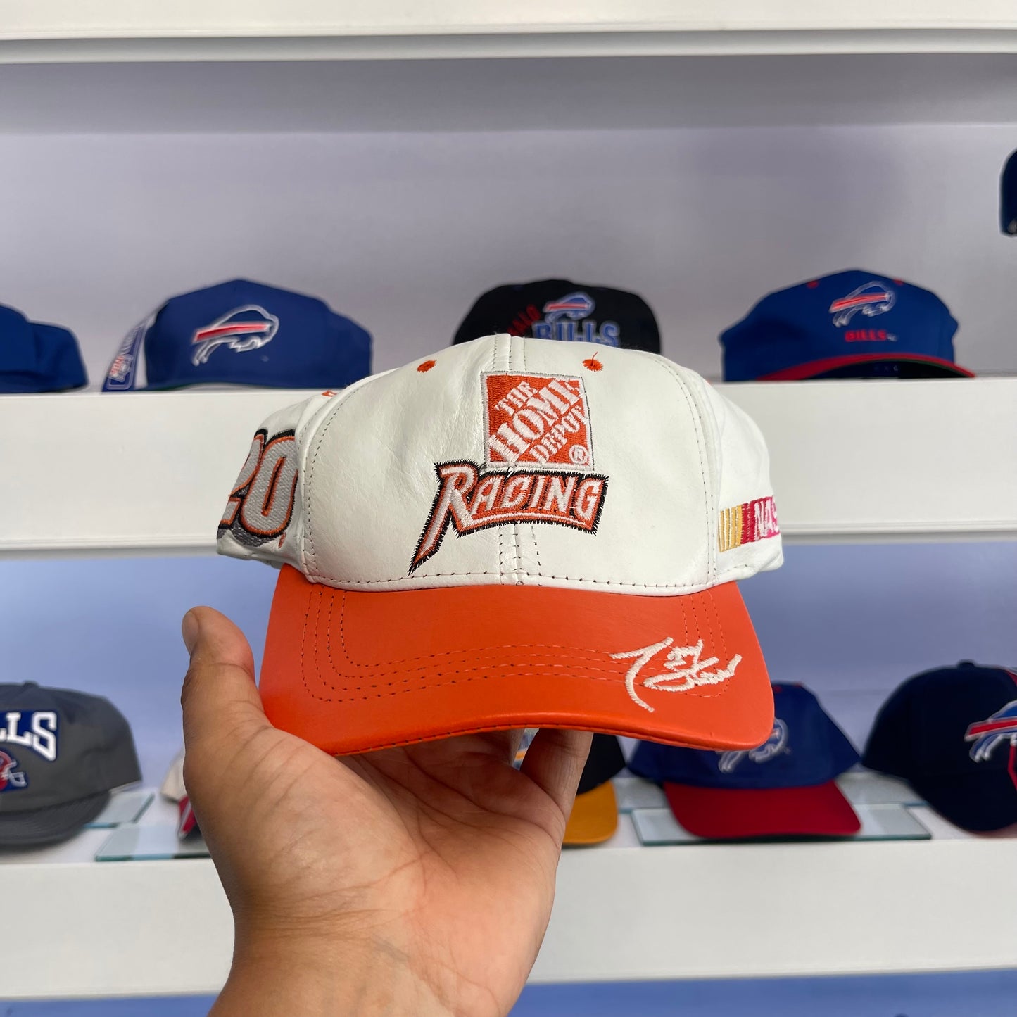 Vintage Tony Stewart Home Depot NASCAR Leather Strap Back