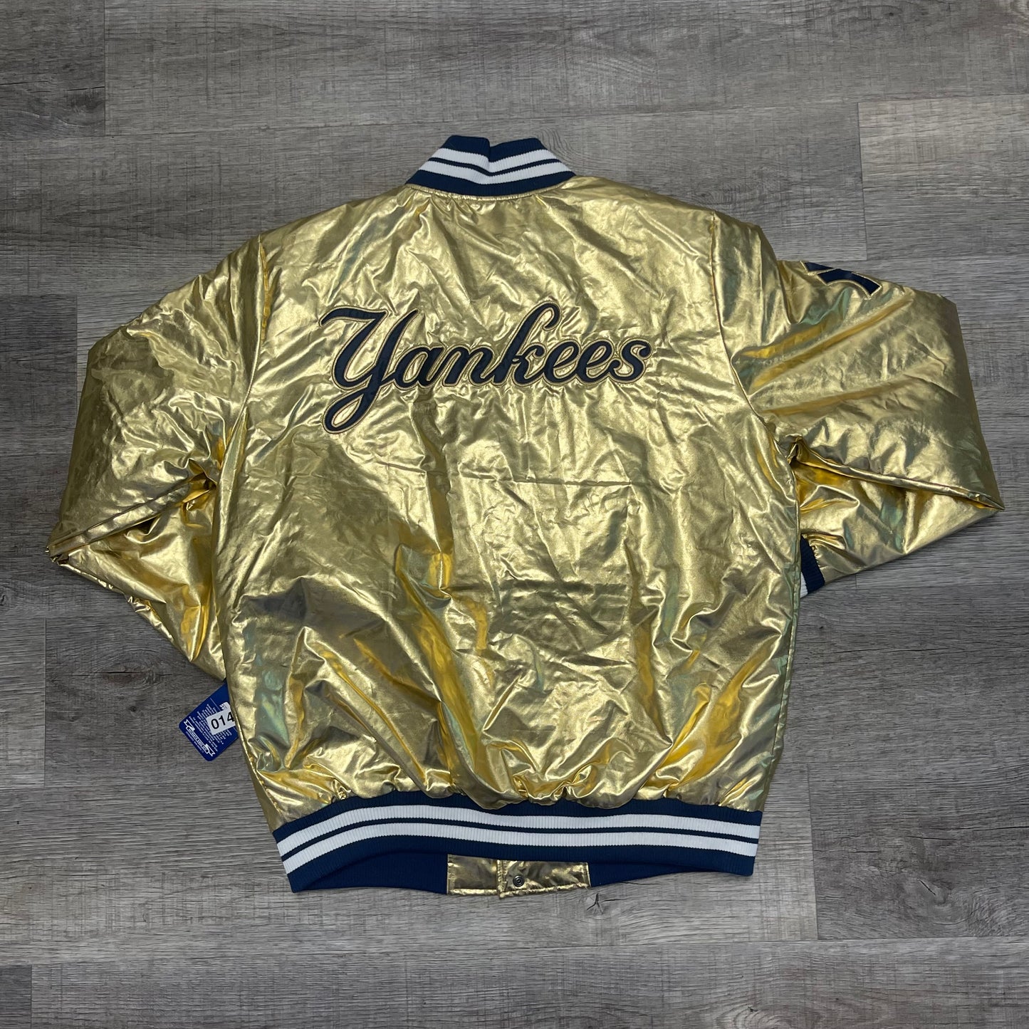 New York Yankees Gold Satin Starter Jacket Size Large 2009 World Series