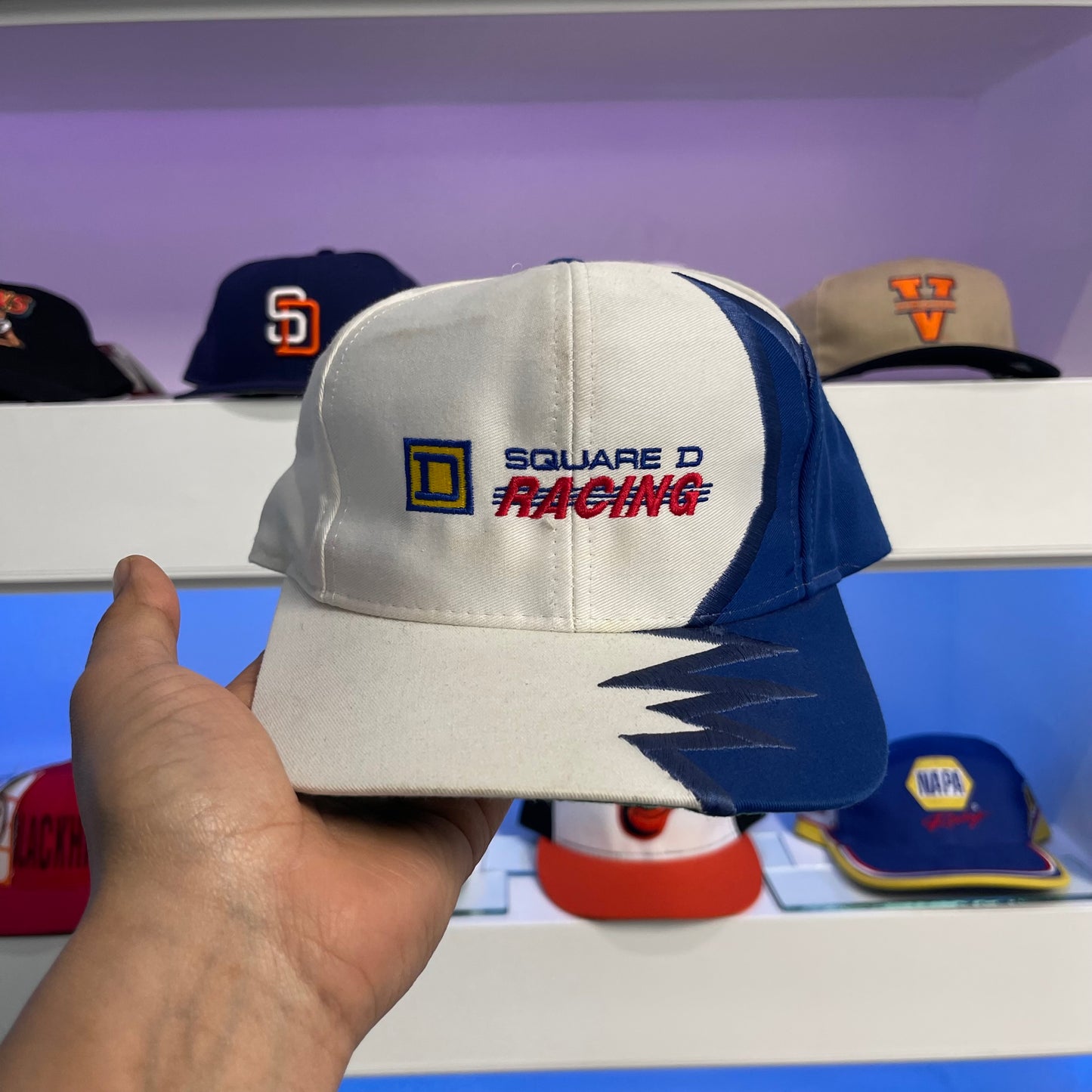 Vintage Square D Racing Jagged Edge Strap Back