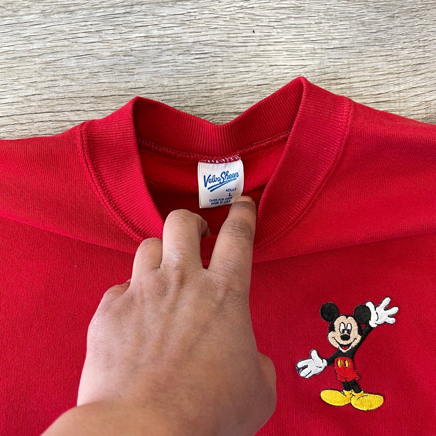 Vintage 1990s Mickey Mouse Red Sweater AOP Size Large