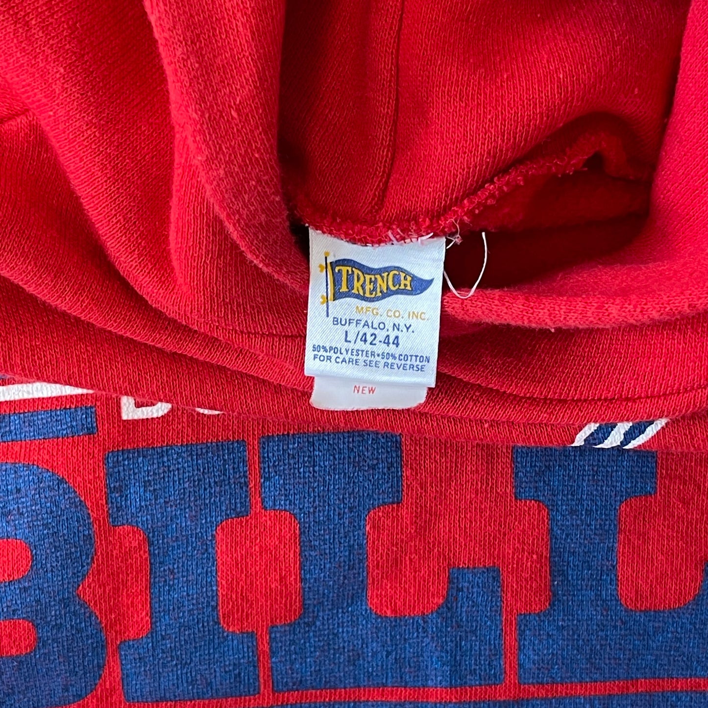 Vintage 1990s NFL Buffalo Bills Red Trench Hoodie Size Large