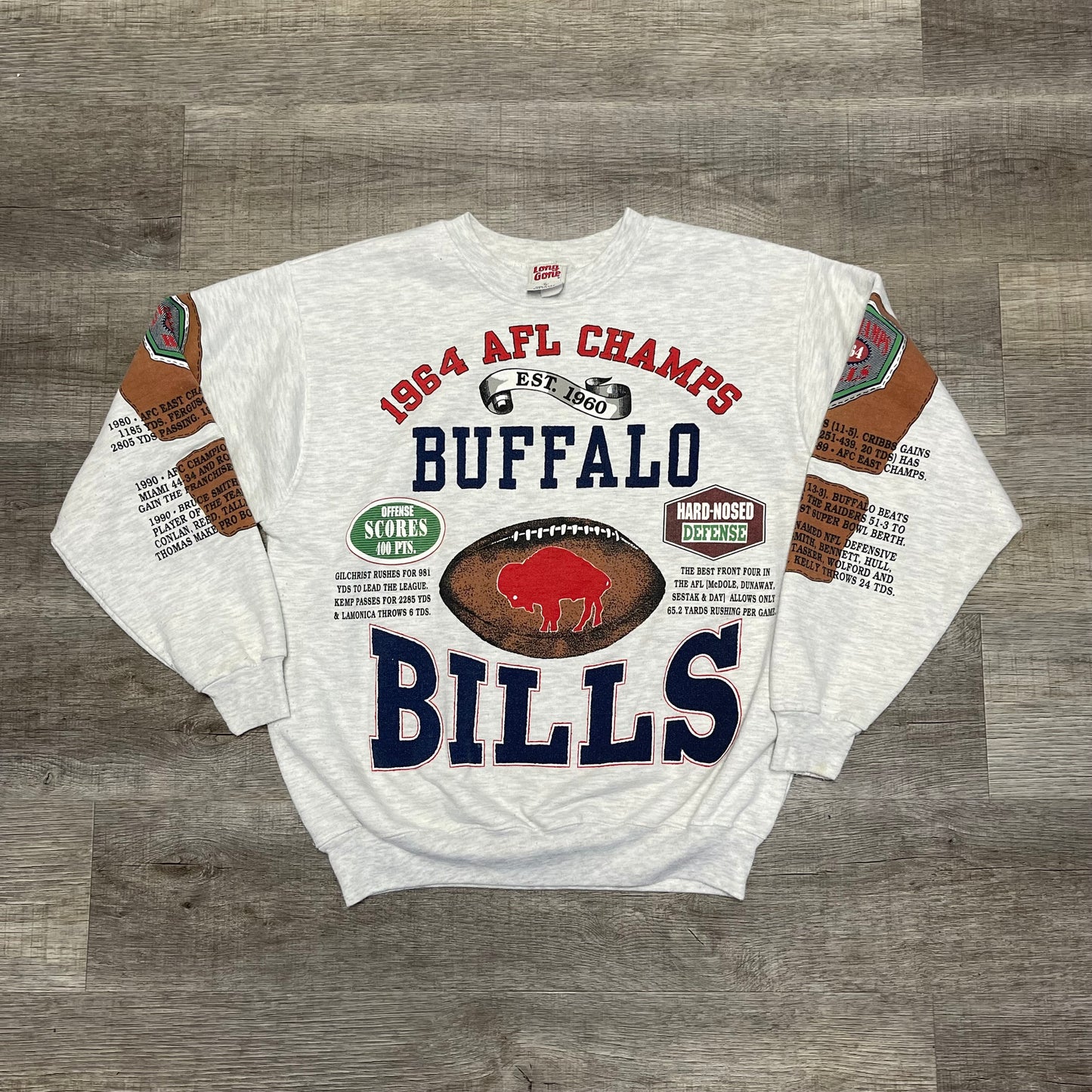 Vintage Buffalo Bills 1964 AFL Champs AOP Sweatshirt Size XL