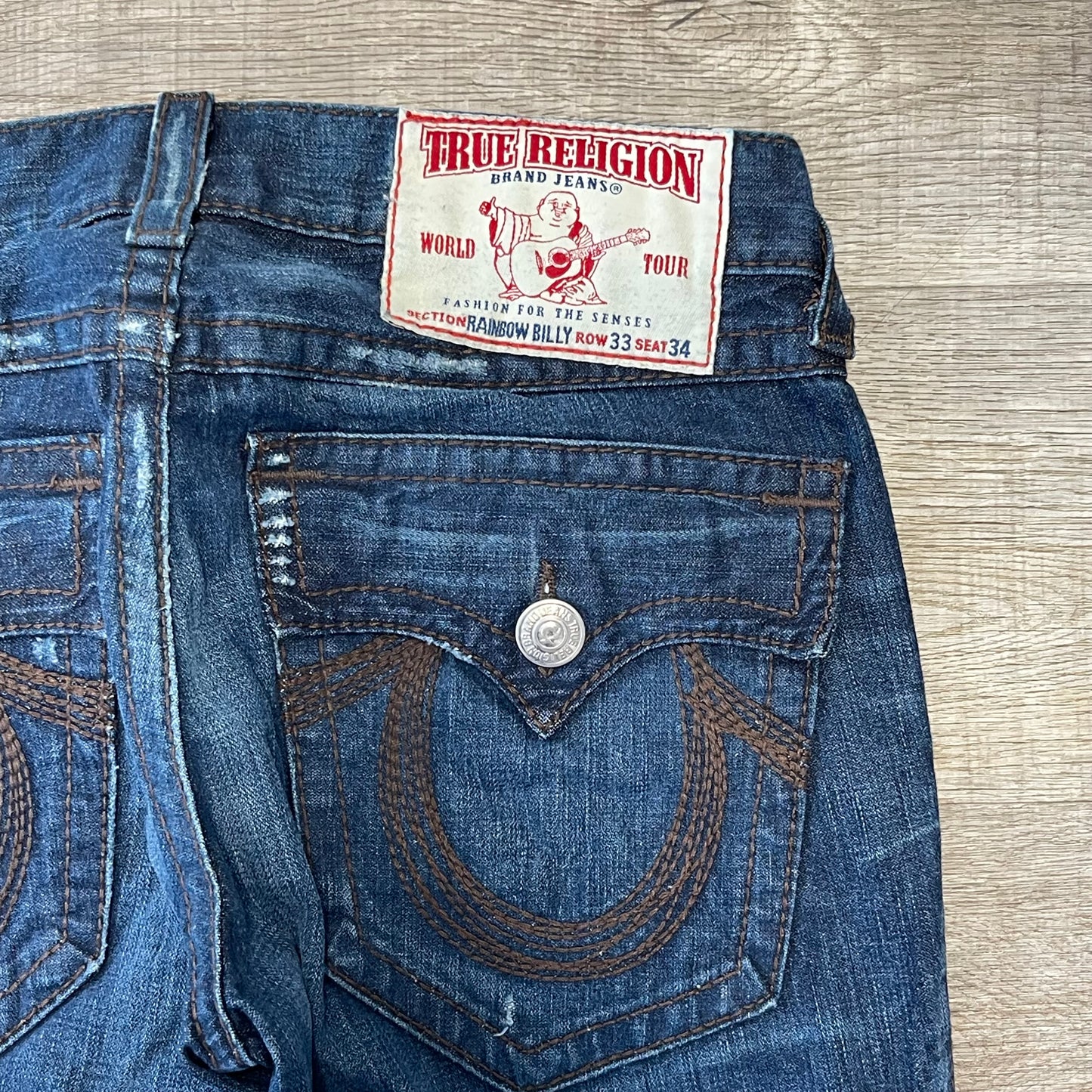 Vintage Y2K True Religion Denim Blue Jeans Size 33x42