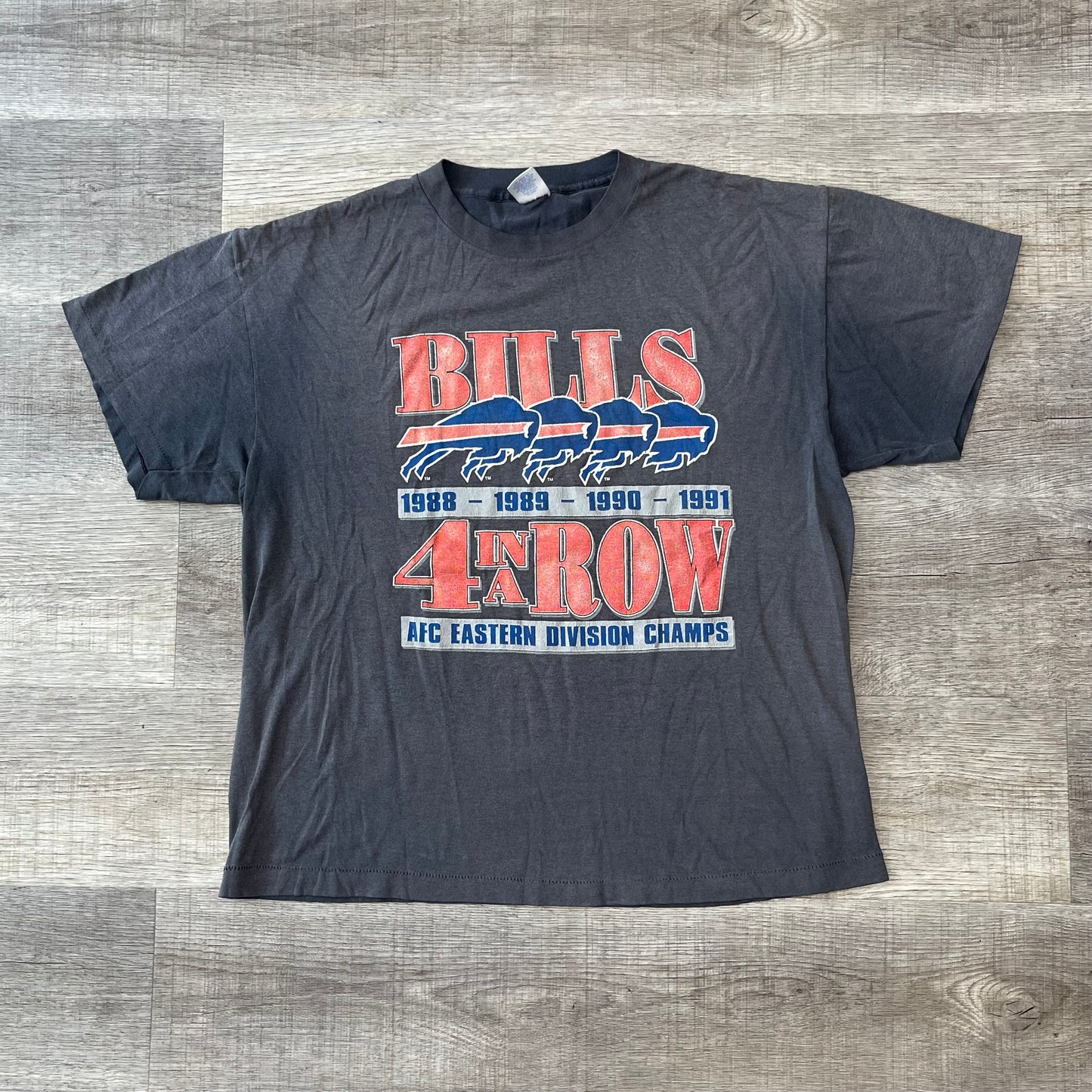 Vintage Trench Buffalo Bills AFC Champs “4th in a Row” T Shirt Size XL