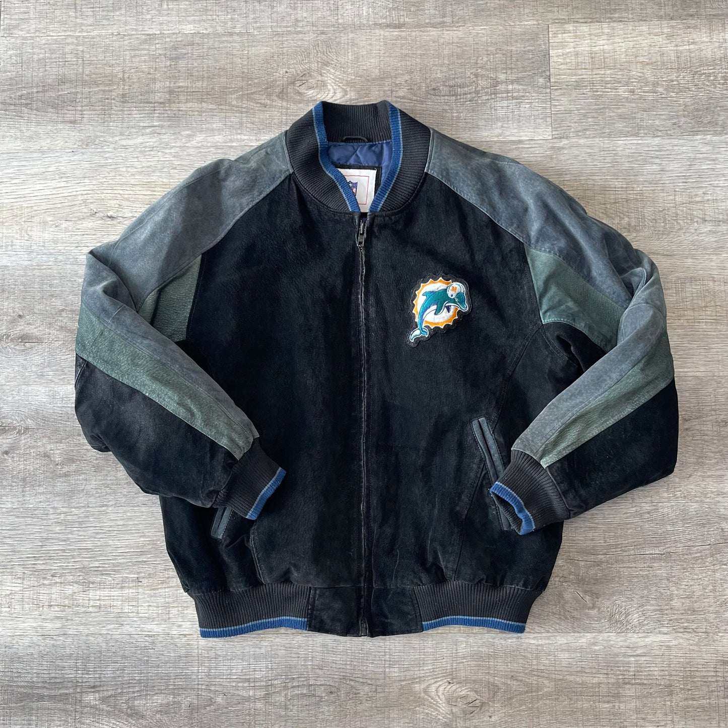Vintage Miami Dolphins Varsity Leather Suede Jacket Size XL