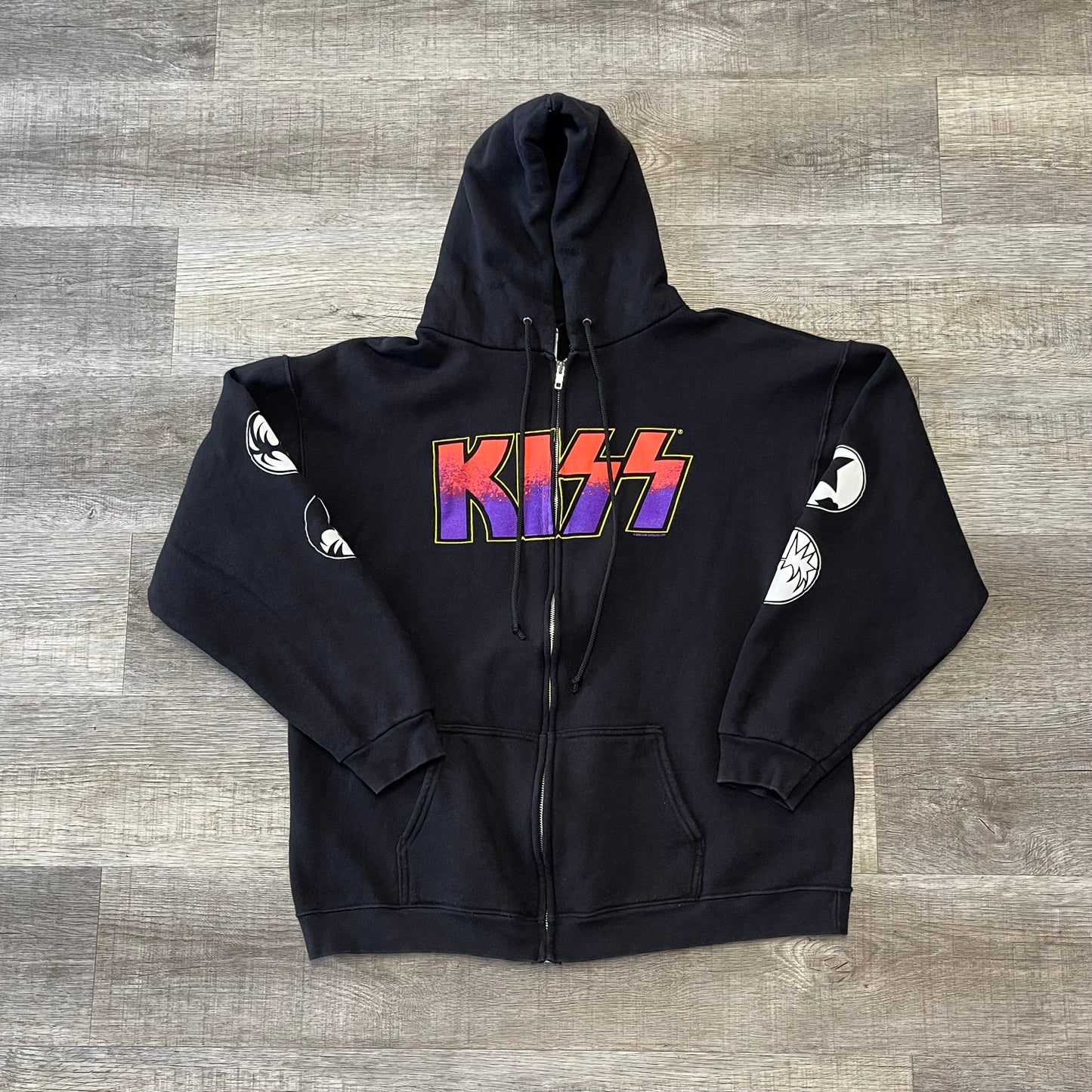 Vintage Kiss Zip Up Hoodie Size XL