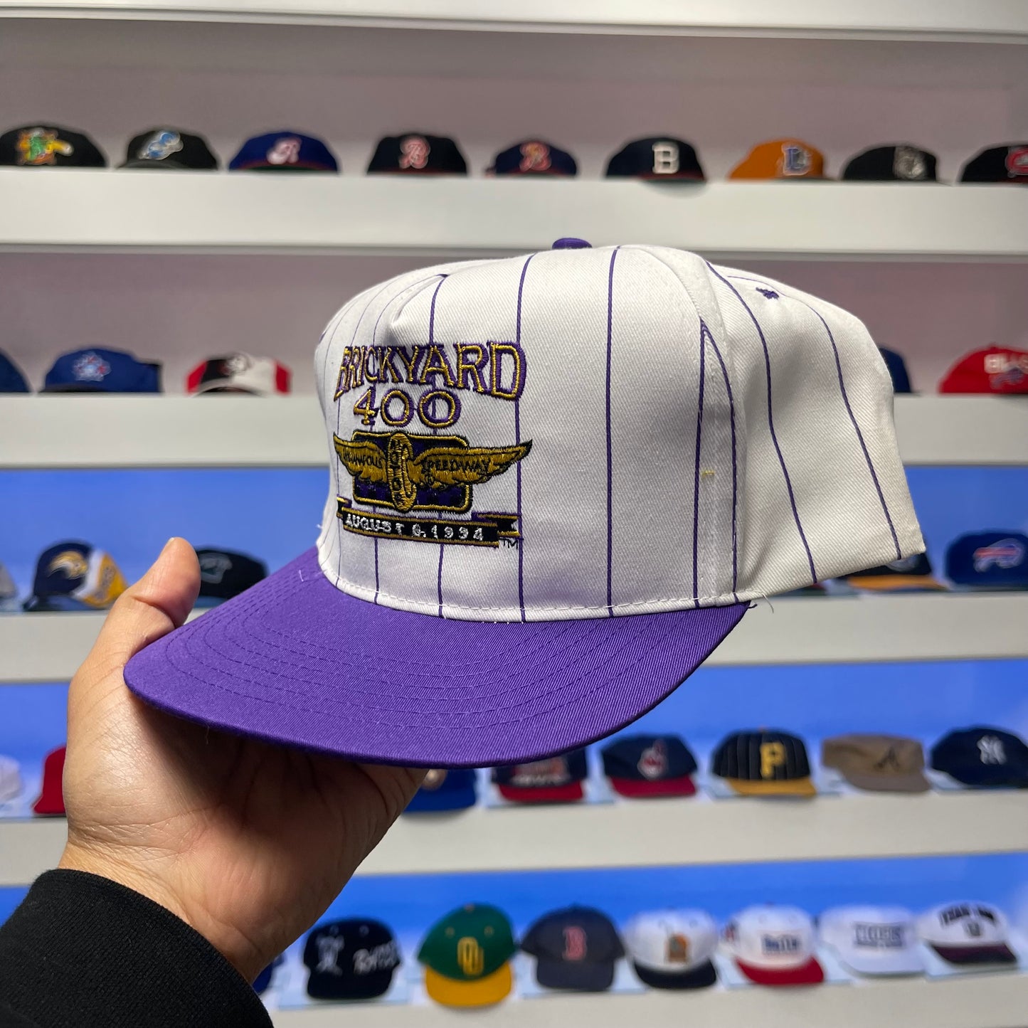 Vintage 1994 Brickyard 400 Pin Stripe Snap Back