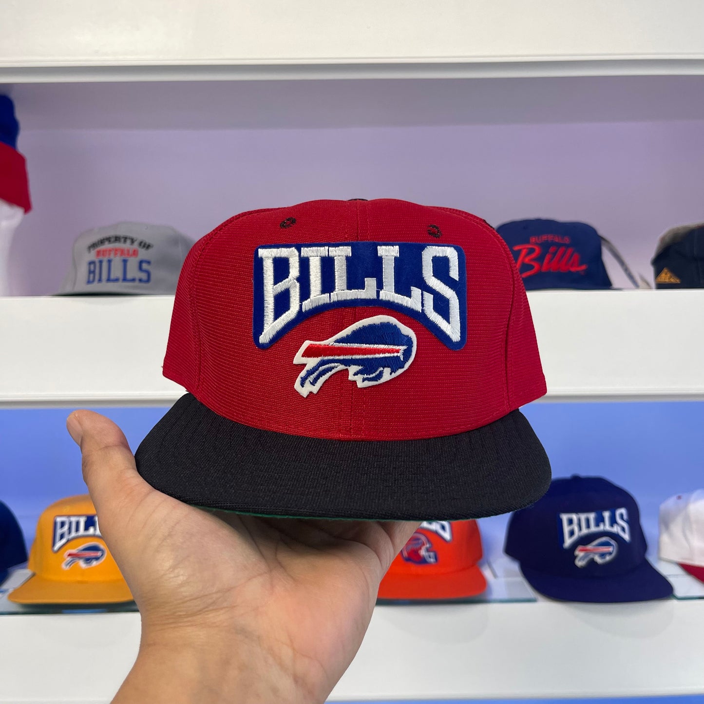 Vintage Buffalo Bills Red Dome Black Brim Snap Back